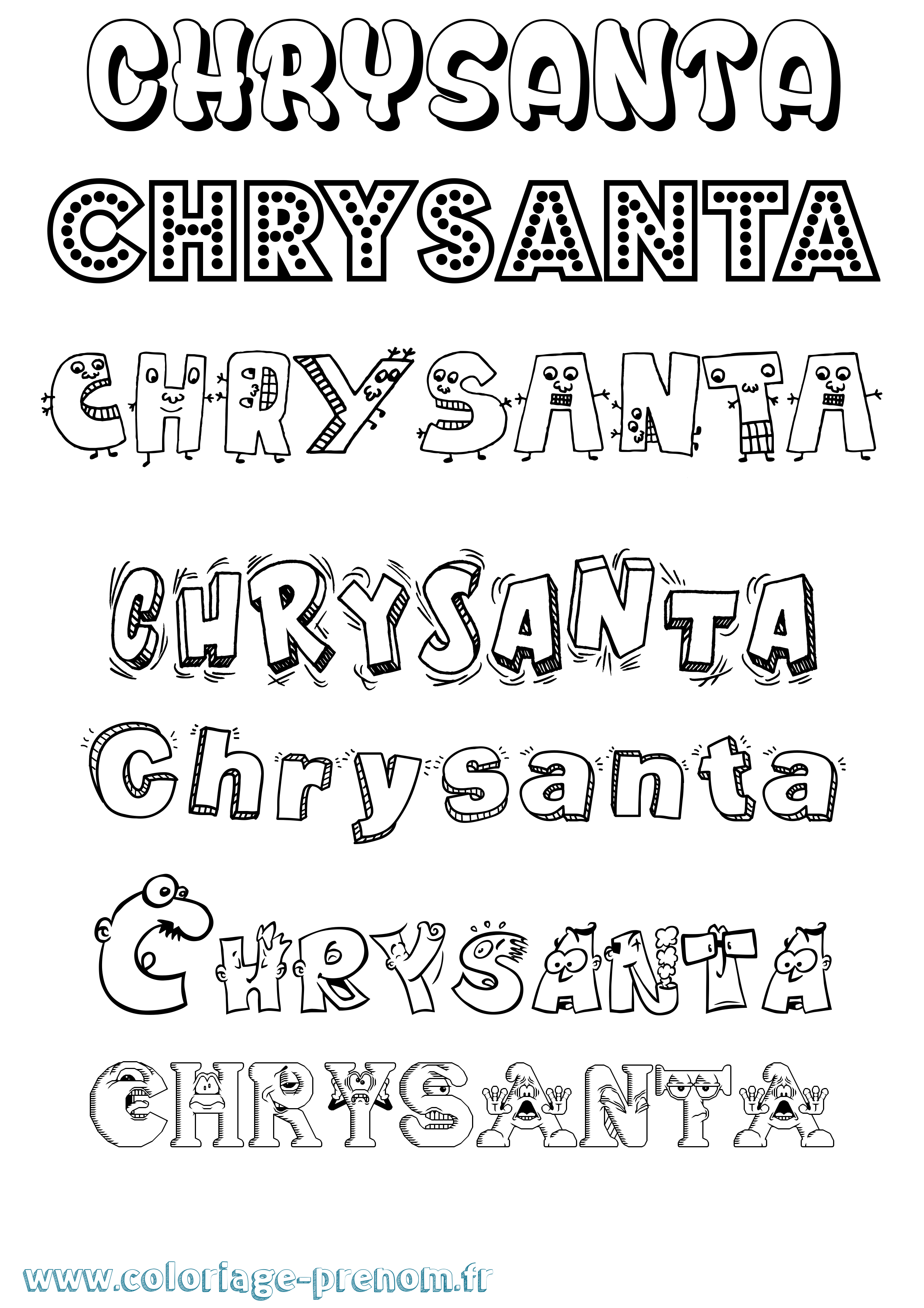 Coloriage Chrysanta Fun Coloriage prénom Chrysanta Fun