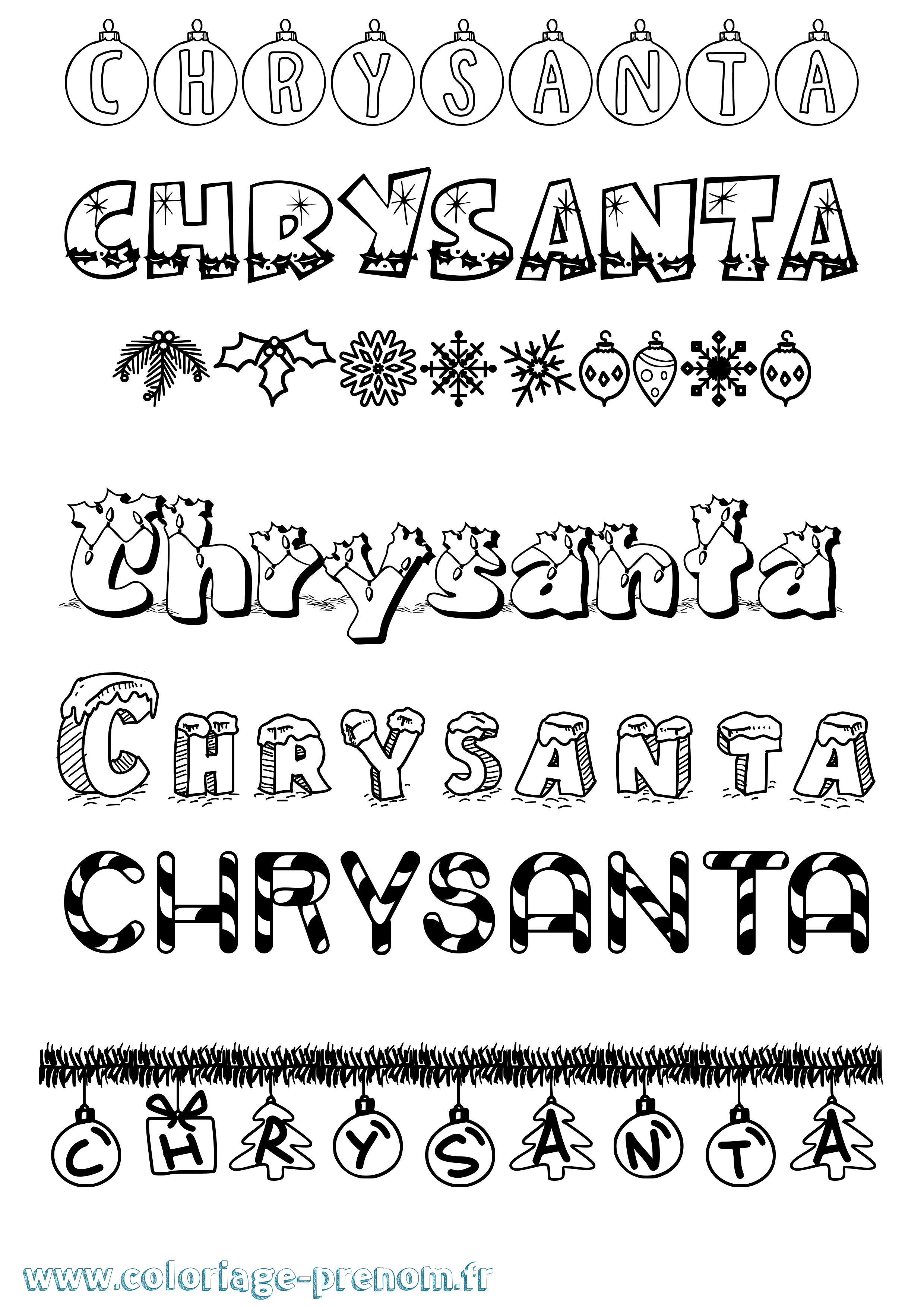 Coloriage Chrysanta Noël Coloriage prénom Chrysanta Noël