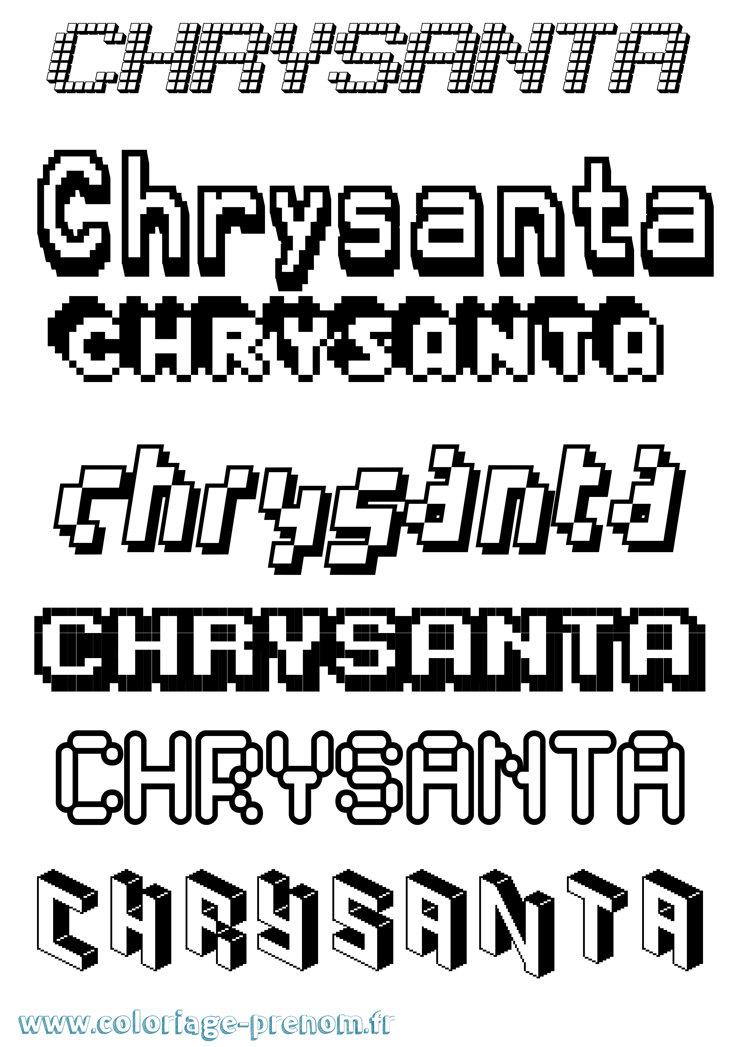 Coloriage Chrysanta Pixel Coloriage prénom Chrysanta Pixel