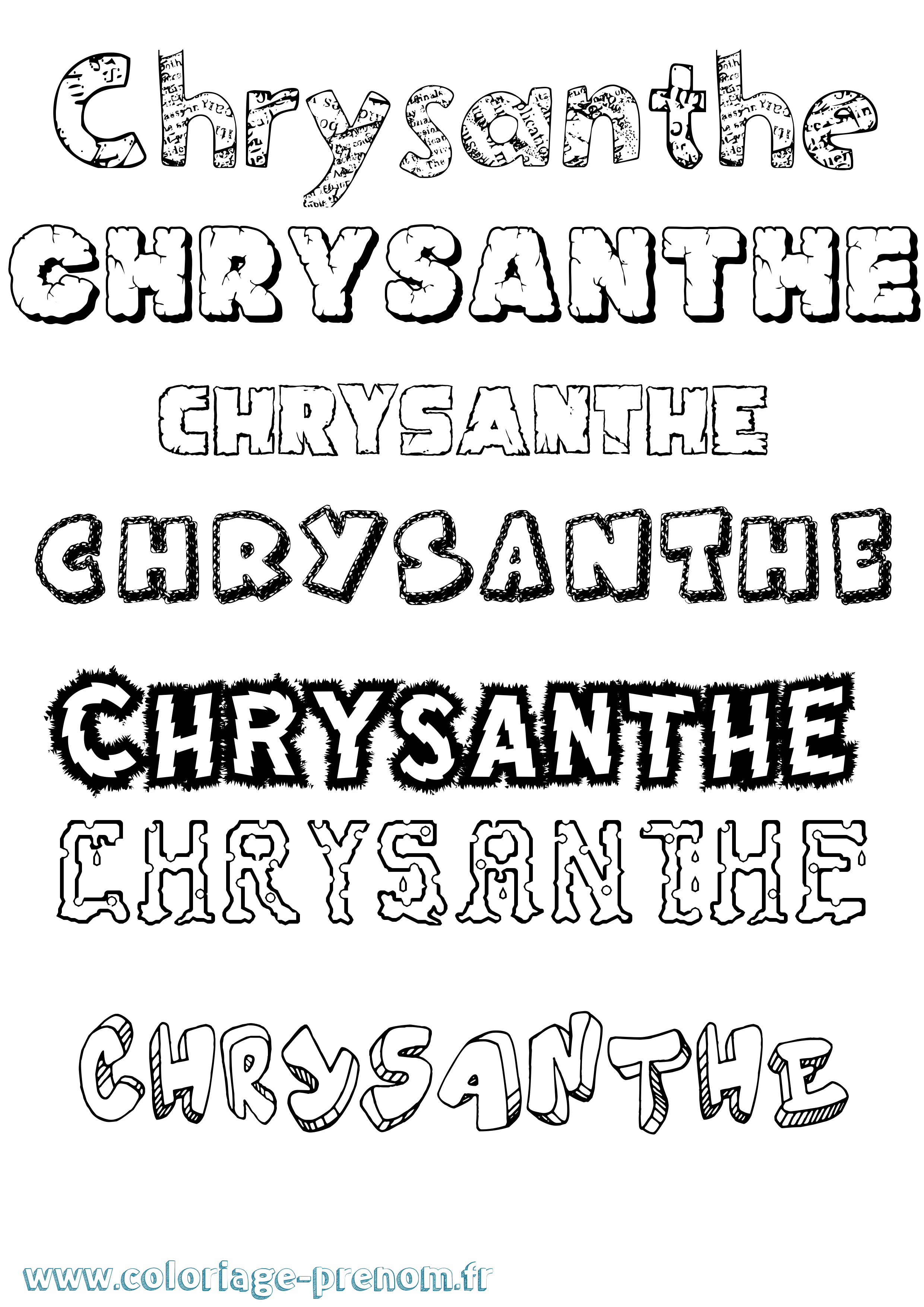 Coloriage Chrysanthe Destructuré Coloriage prénom Chrysanthe Destructuré