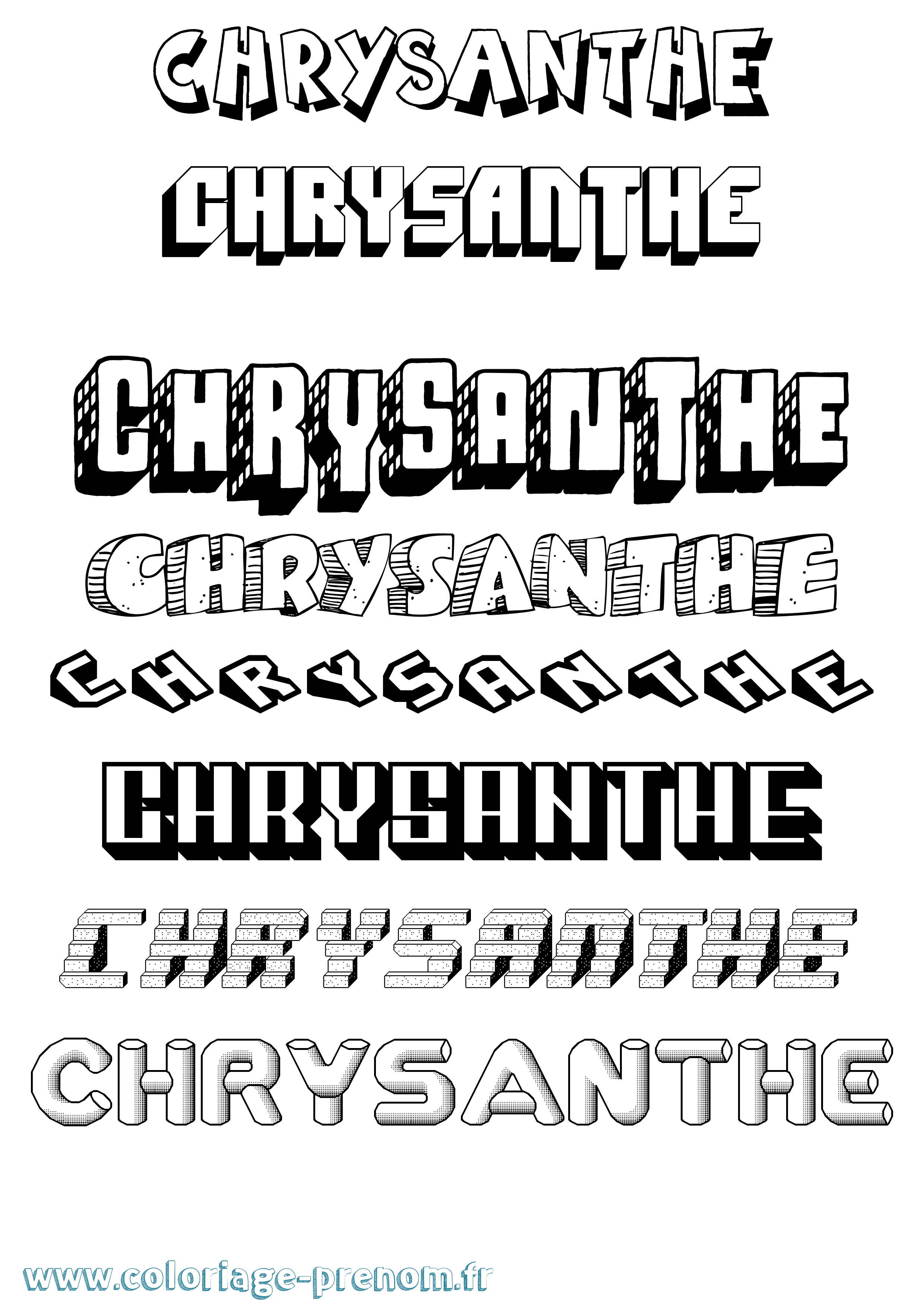Coloriage Chrysanthe Effet 3D Coloriage prénom Chrysanthe Effet 3D