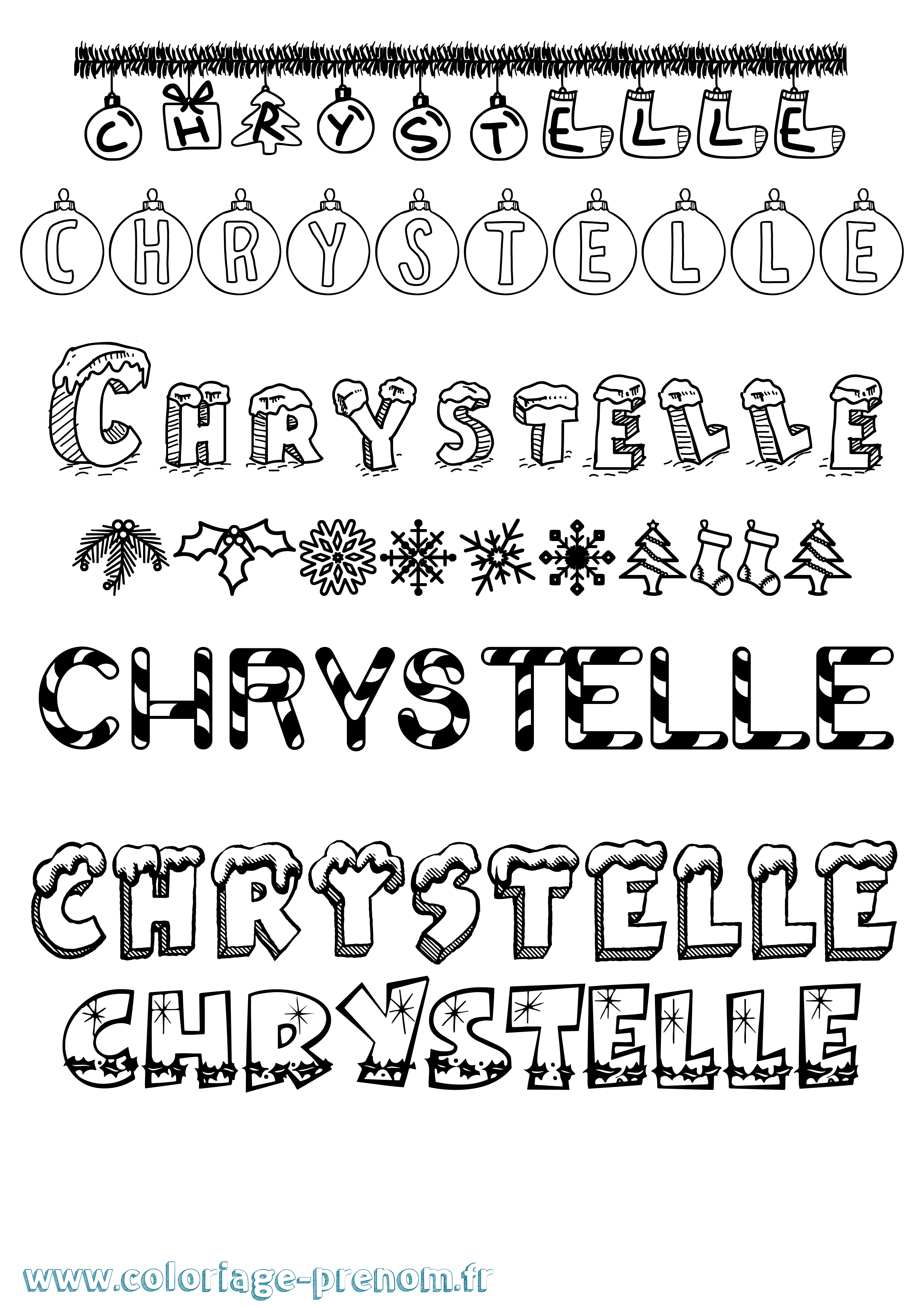 Coloriage Chrystelle Noël Coloriage prénom Chrystelle Noël