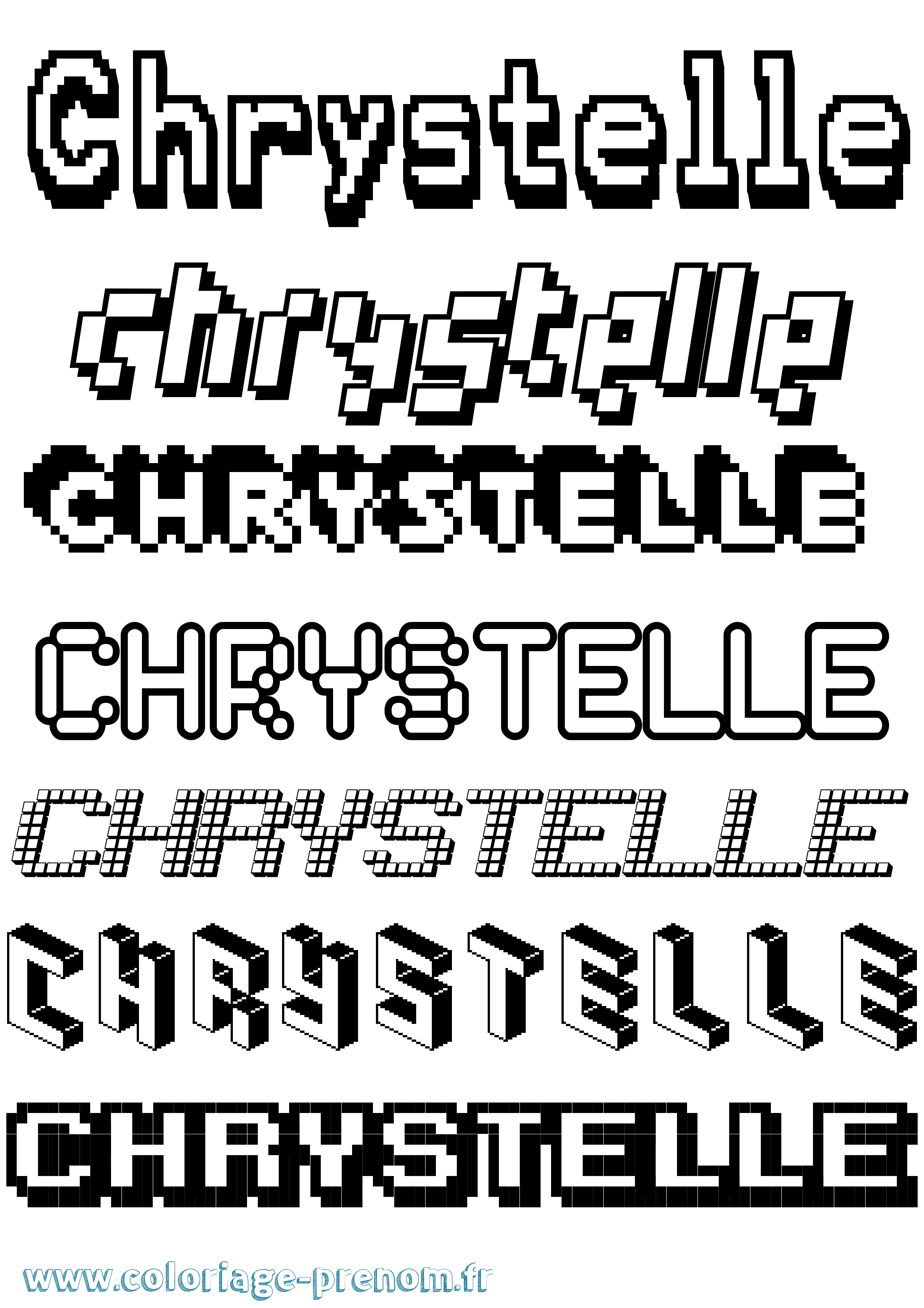 Coloriage Chrystelle Pixel Coloriage prénom Chrystelle Pixel