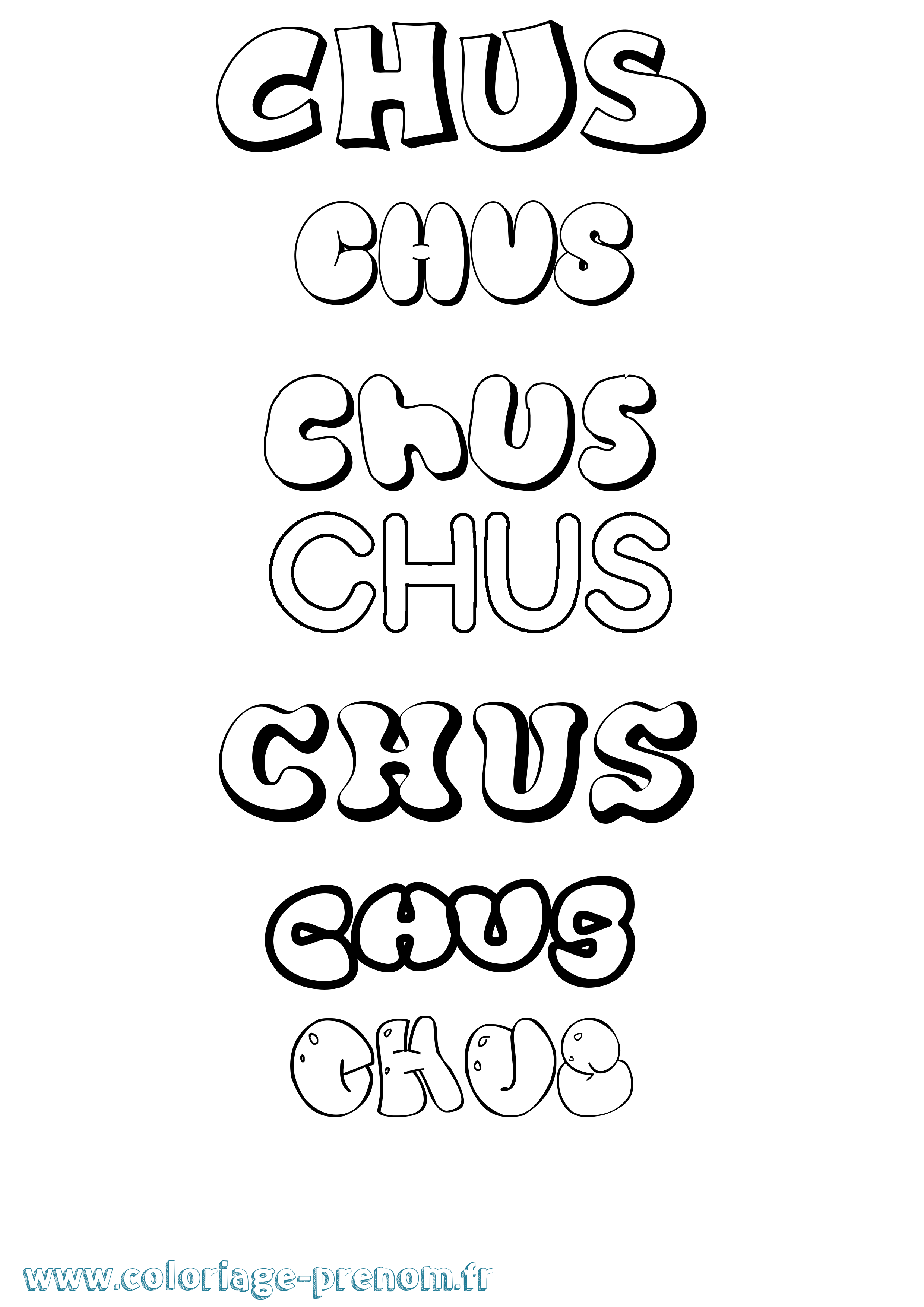 Coloriage Chus Bubble Coloriage prénom Chus Bubble