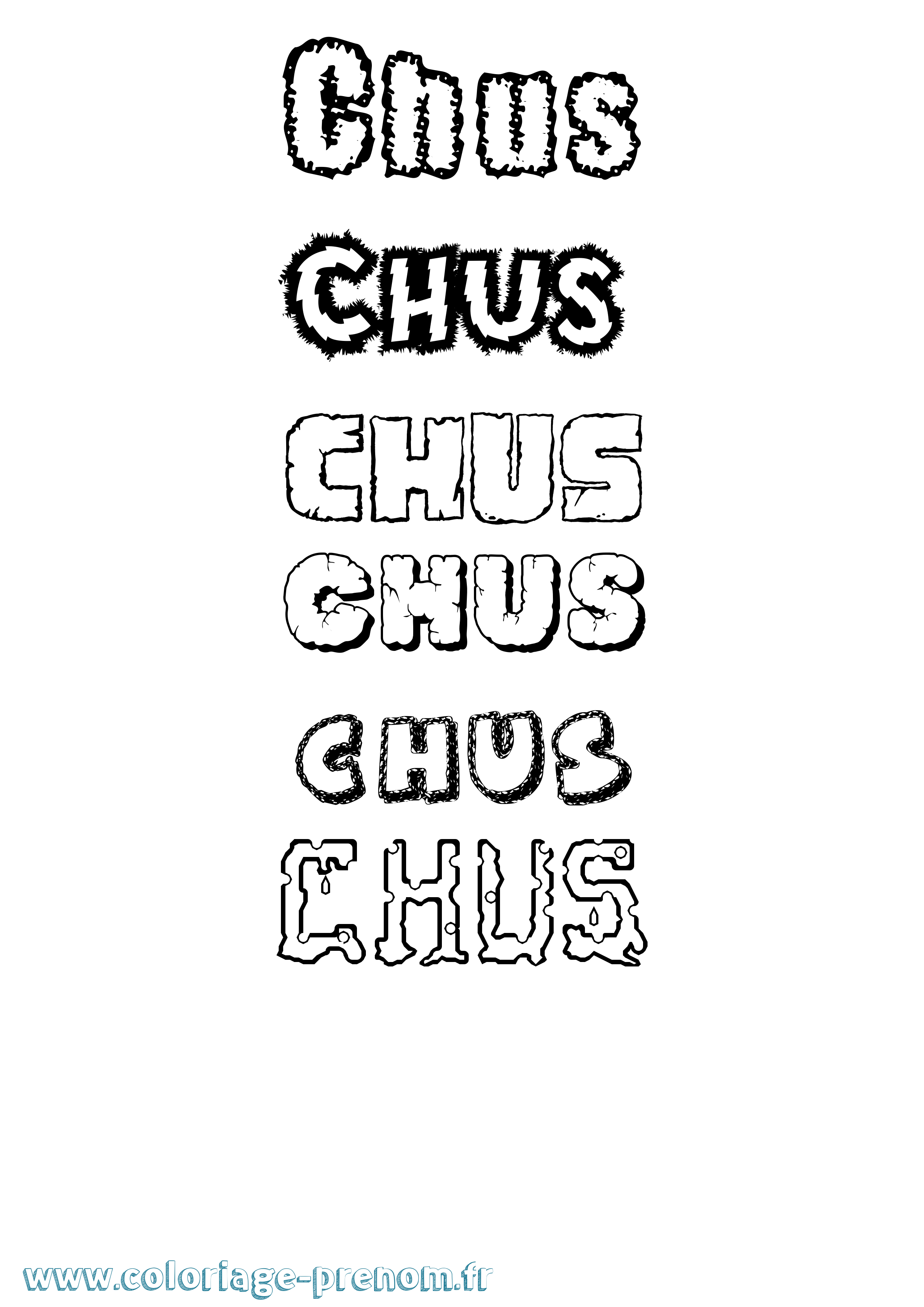 Coloriage Chus Destructuré Coloriage prénom Chus Destructuré