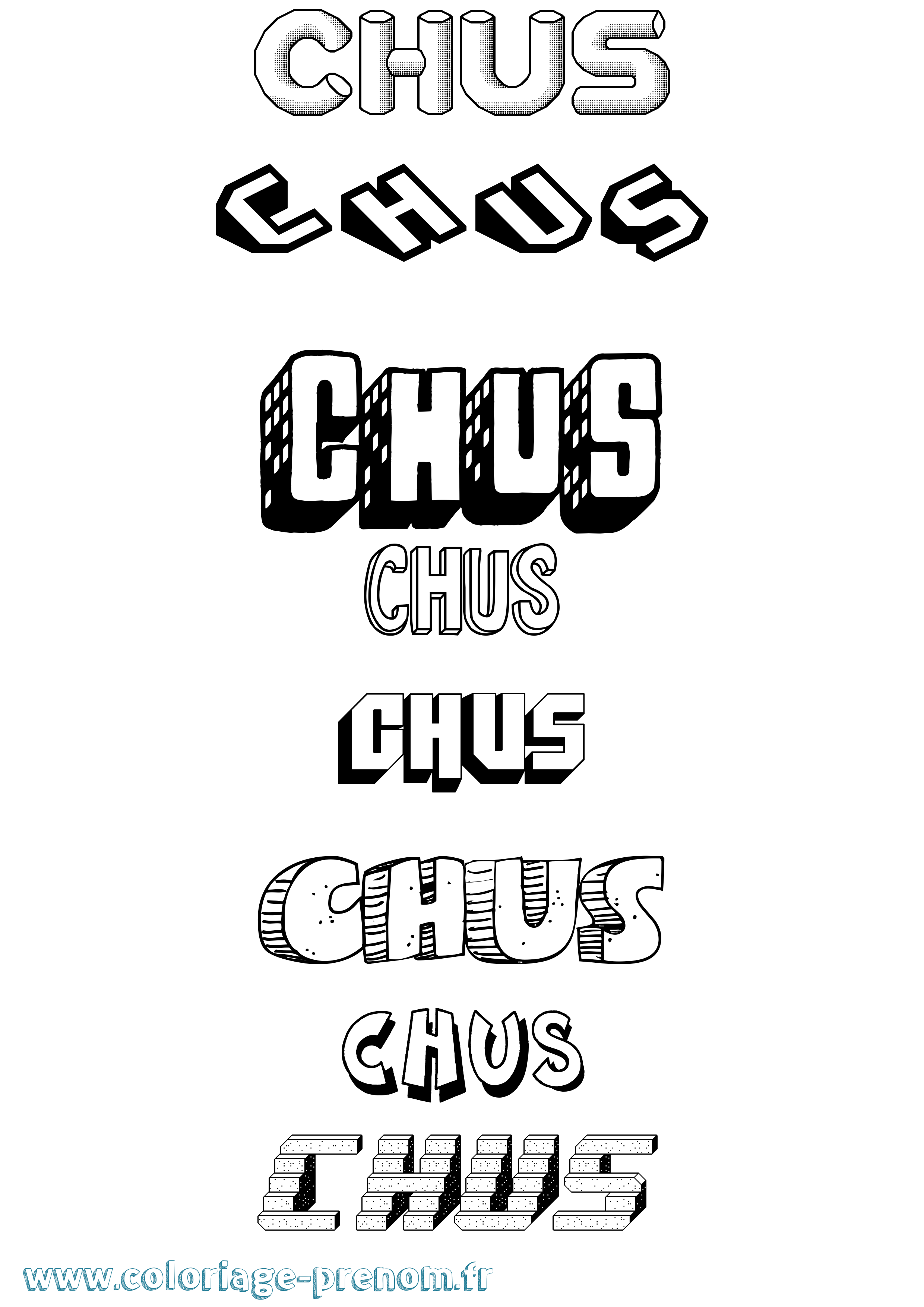 Coloriage Chus Effet 3D Coloriage prénom Chus Effet 3D