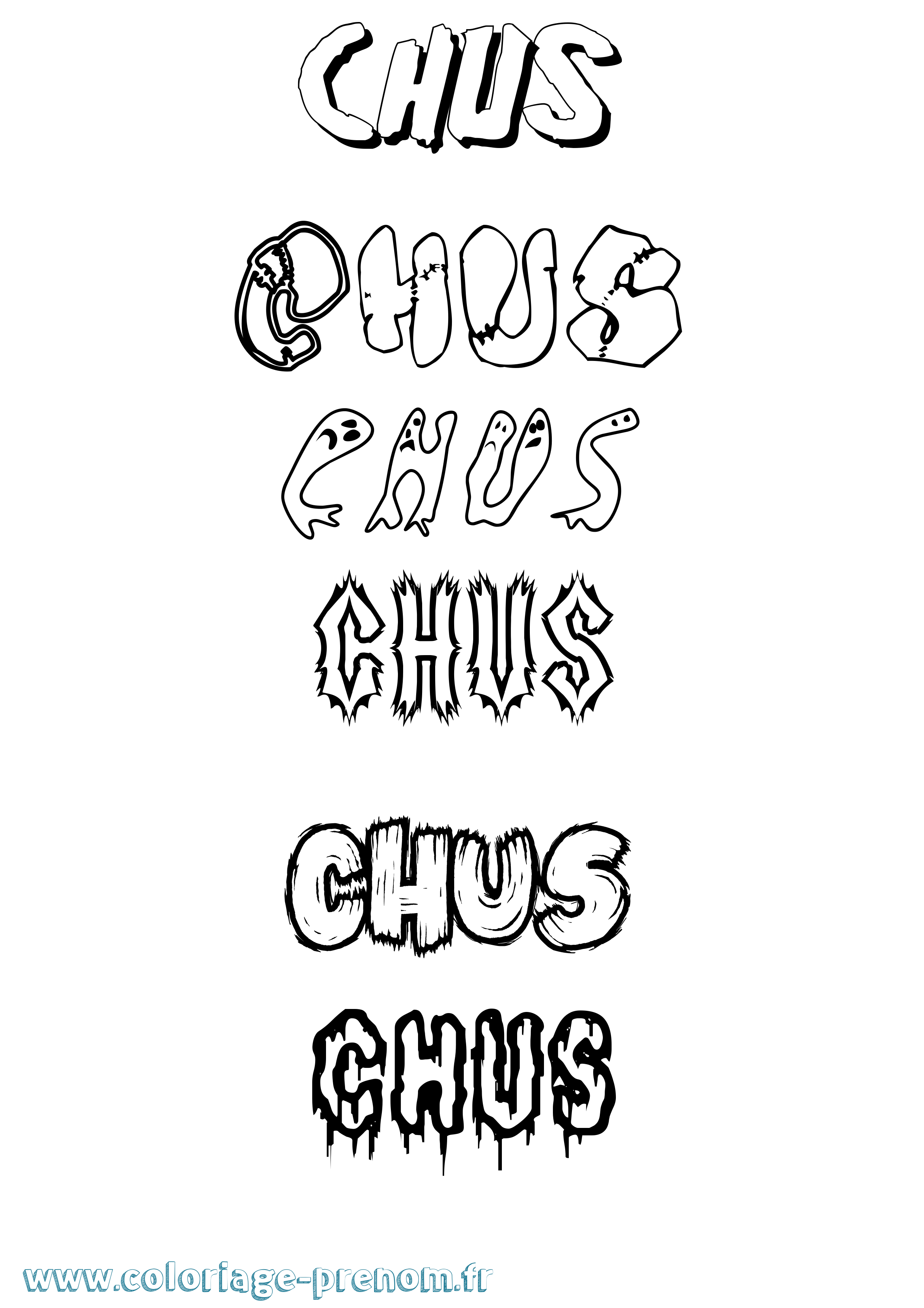 Coloriage Chus Frisson Coloriage prénom Chus Frisson