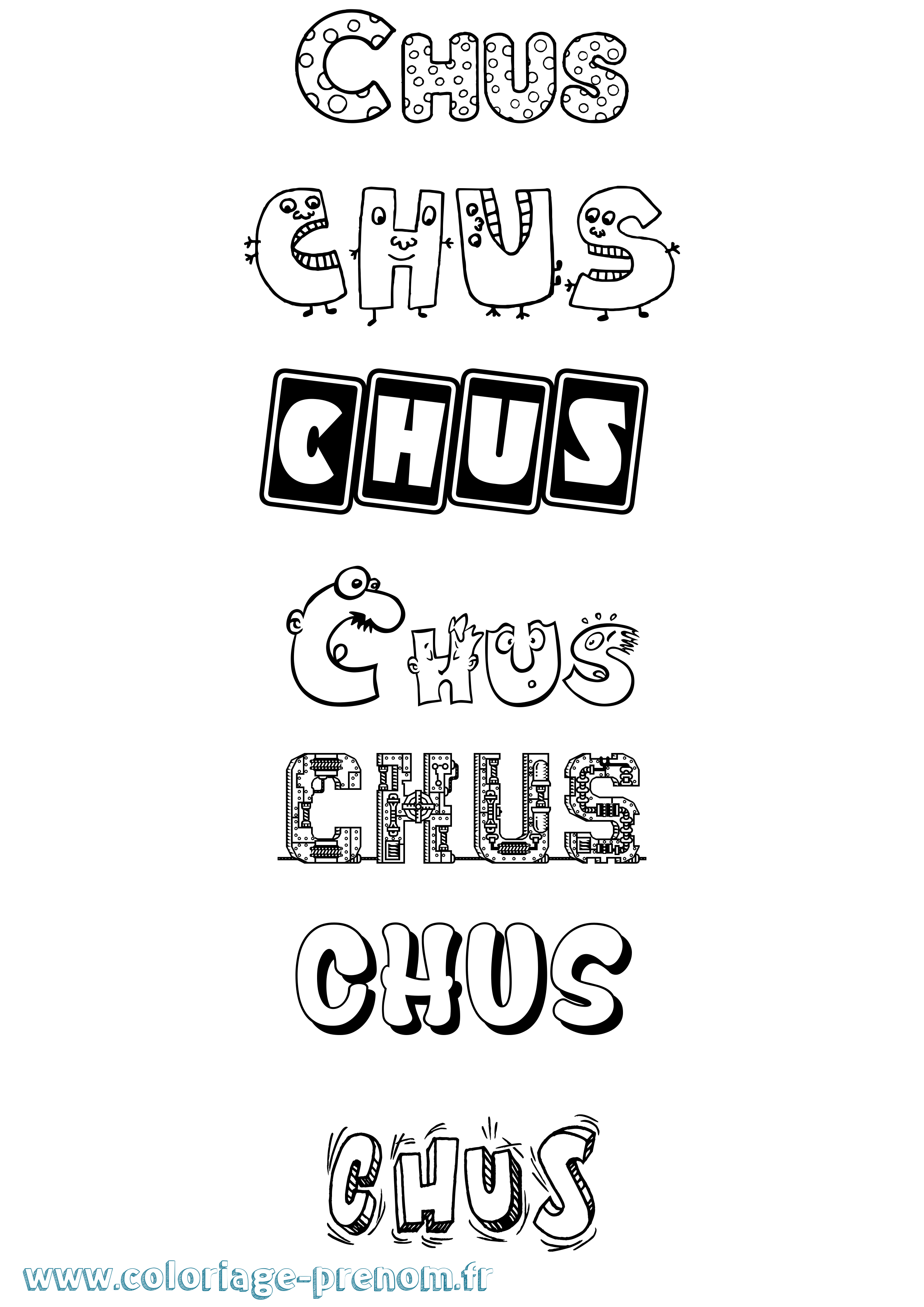 Coloriage Chus Fun Coloriage prénom Chus Fun