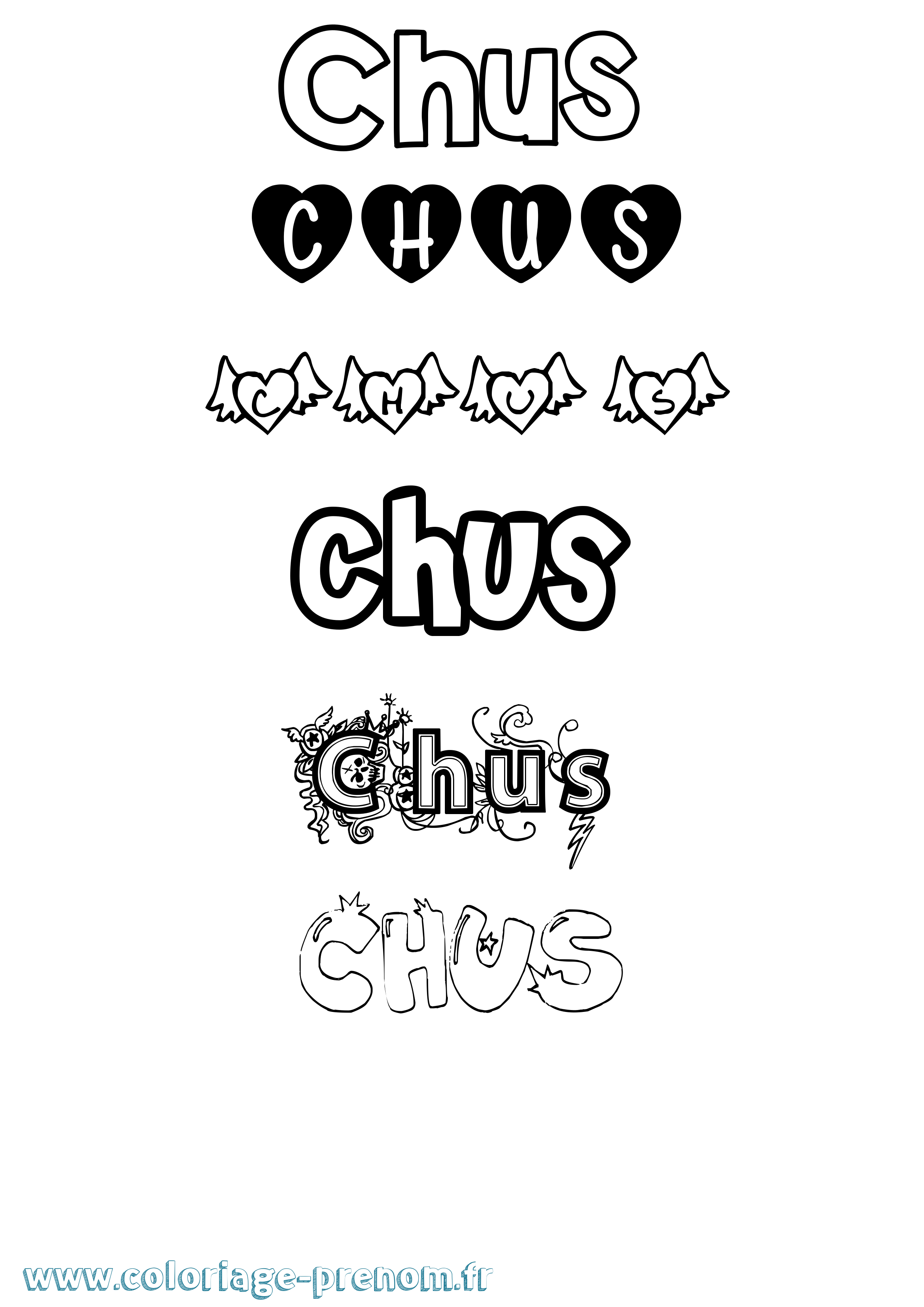 Coloriage Chus Girly Coloriage prénom Chus Girly