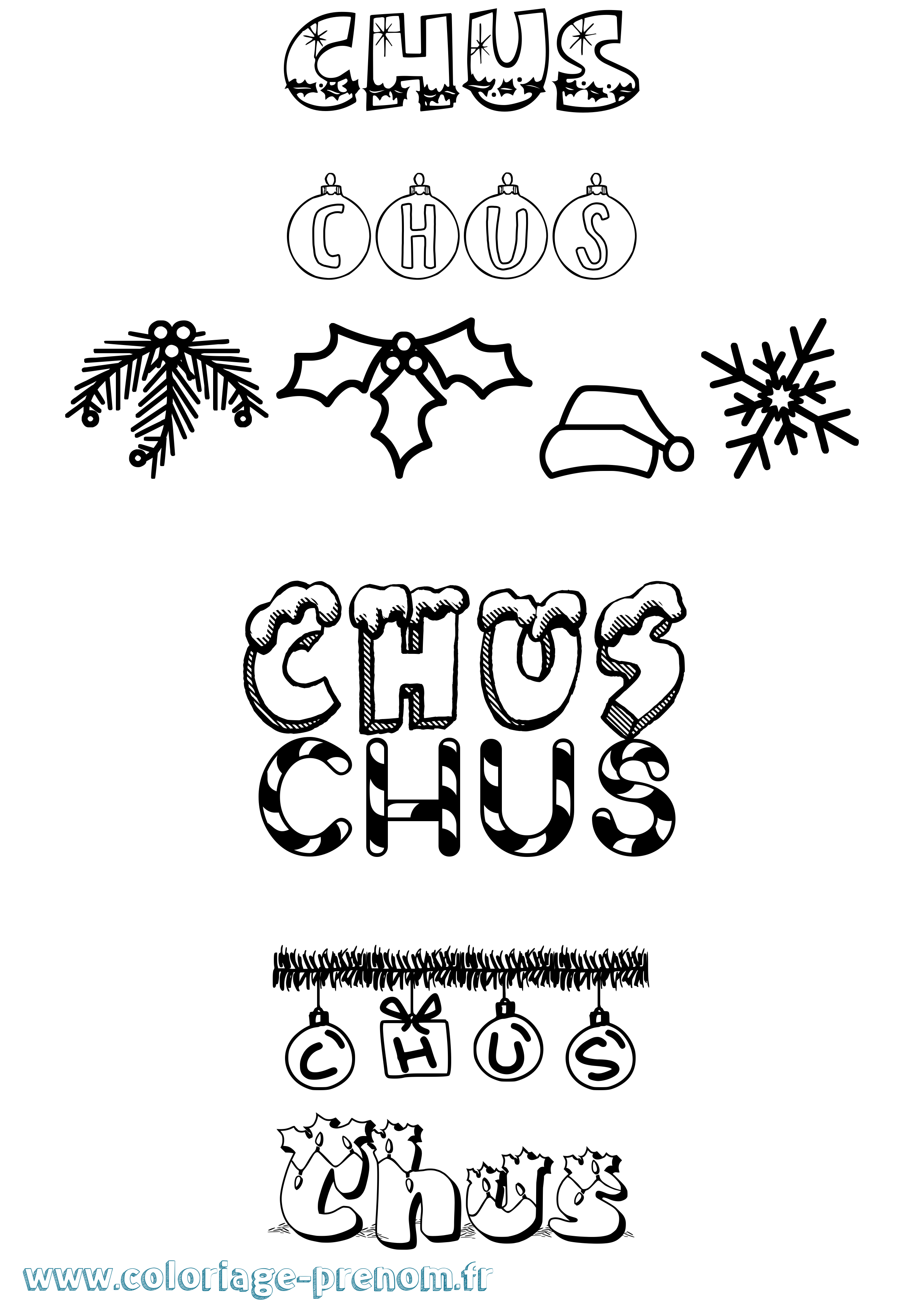 Coloriage Chus Noël Coloriage prénom Chus Noël