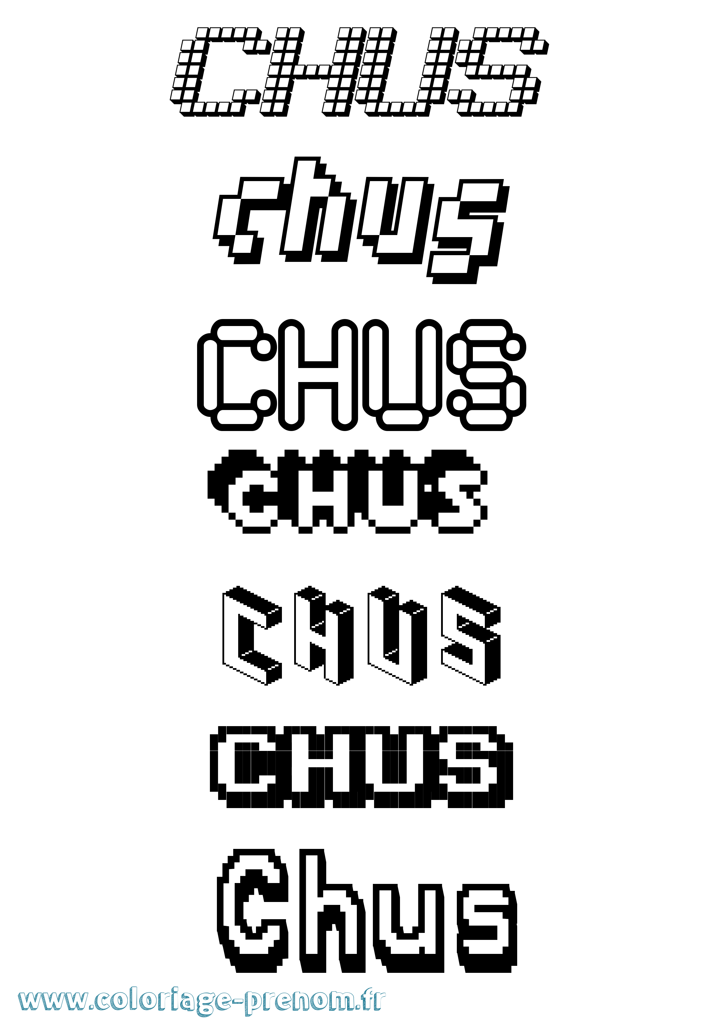Coloriage Chus Pixel Coloriage prénom Chus Pixel
