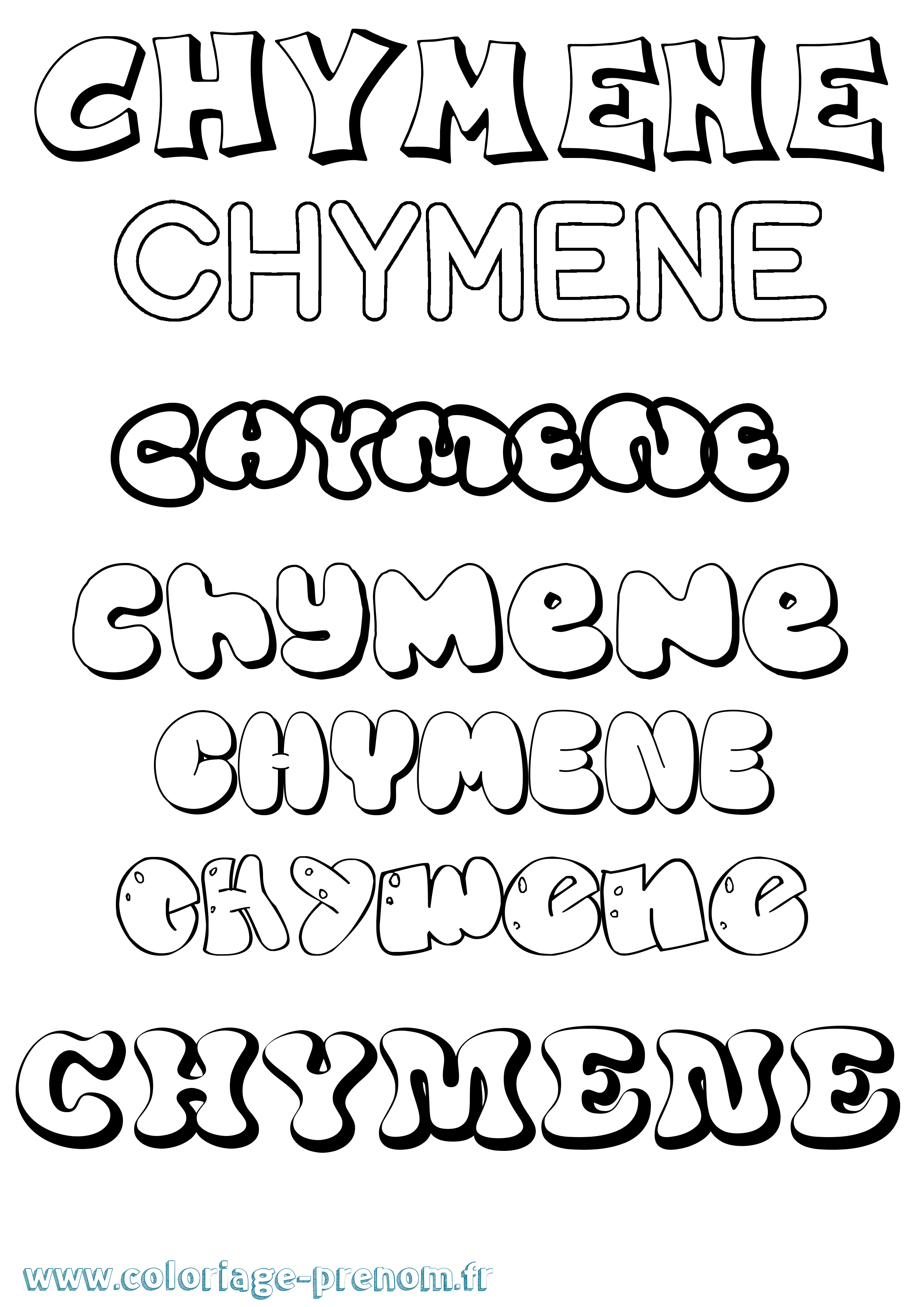 Coloriage Chymene Bubble Coloriage prénom Chymene Bubble