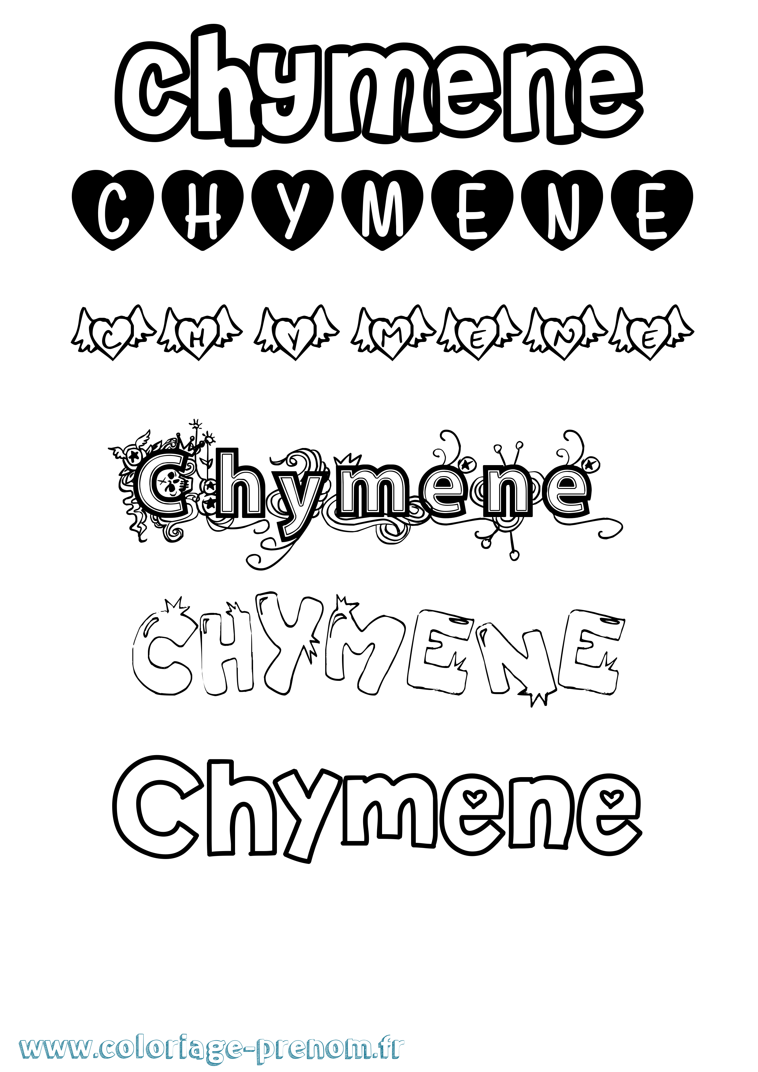 Coloriage Chymene Girly Coloriage prénom Chymene Girly
