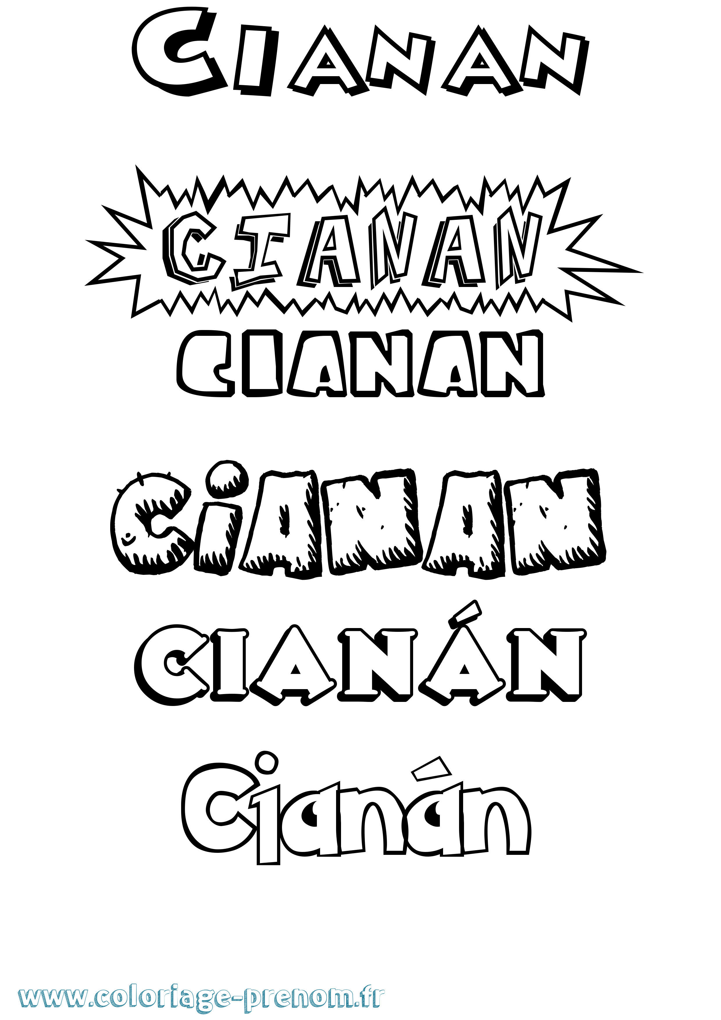 Coloriage Cianán Dessin Animé Coloriage prénom Cianán Dessin Animé