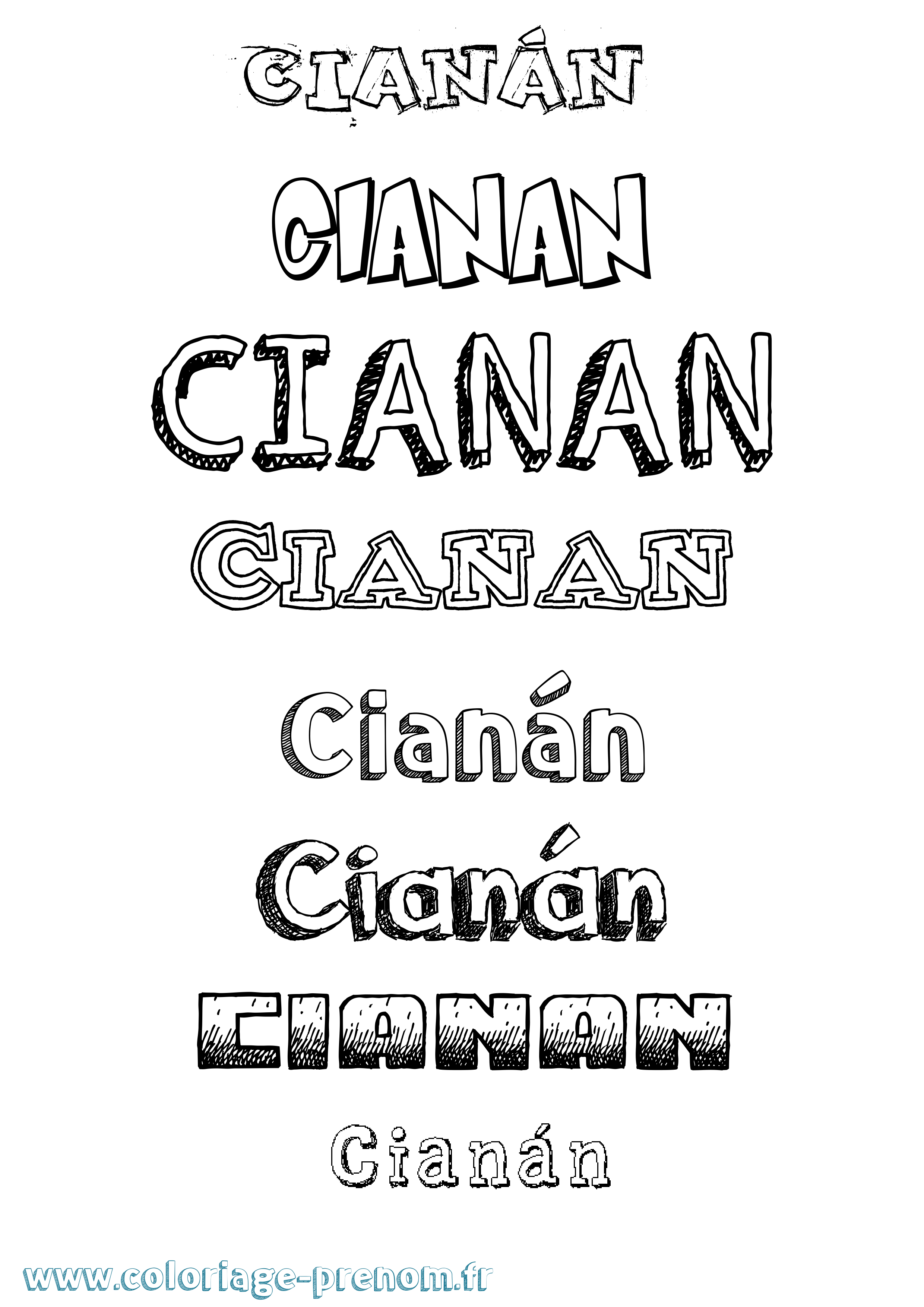 Coloriage Cianán Dessiné Coloriage prénom Cianán Dessiné