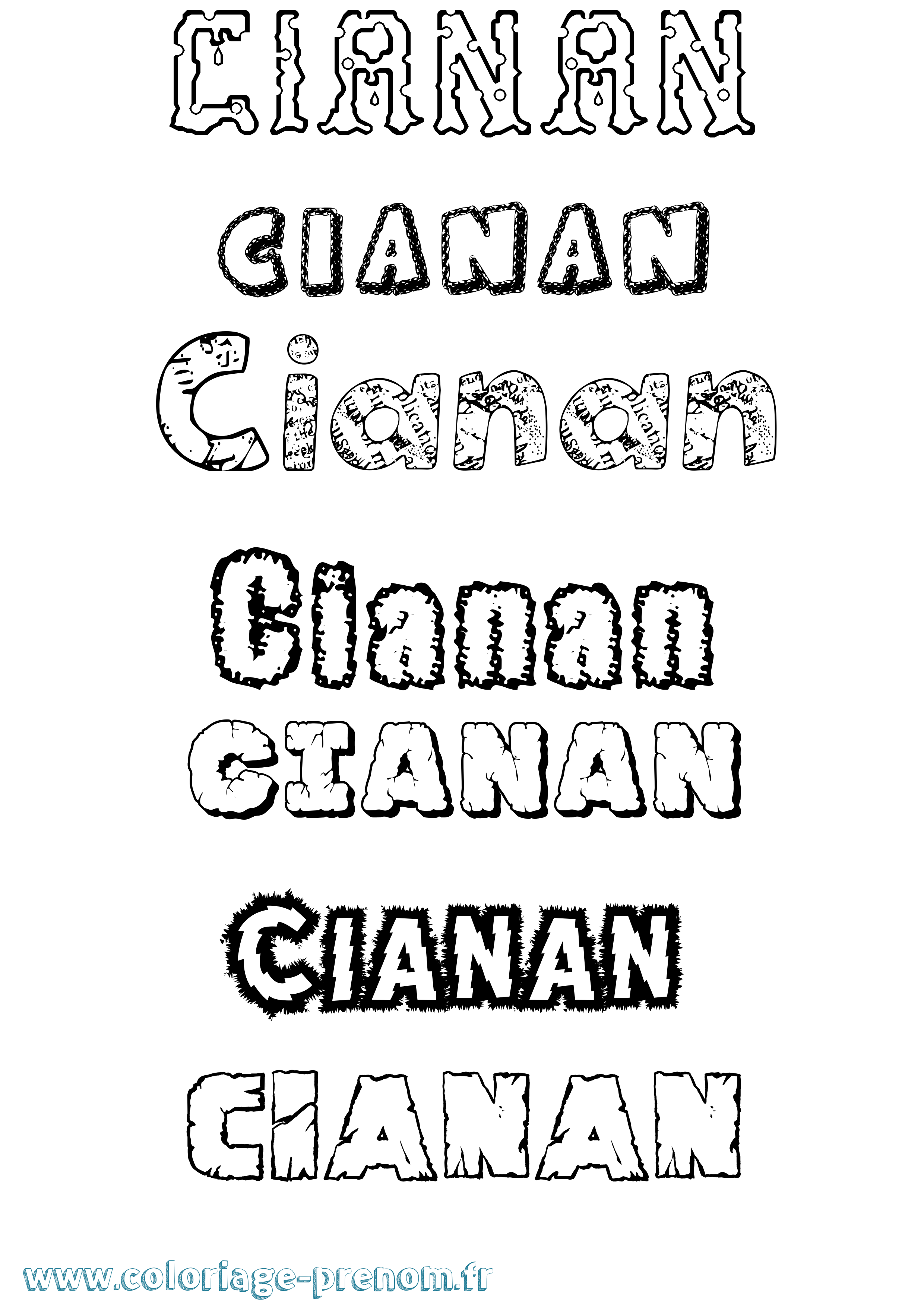 Coloriage Cianán Destructuré Coloriage prénom Cianán Destructuré