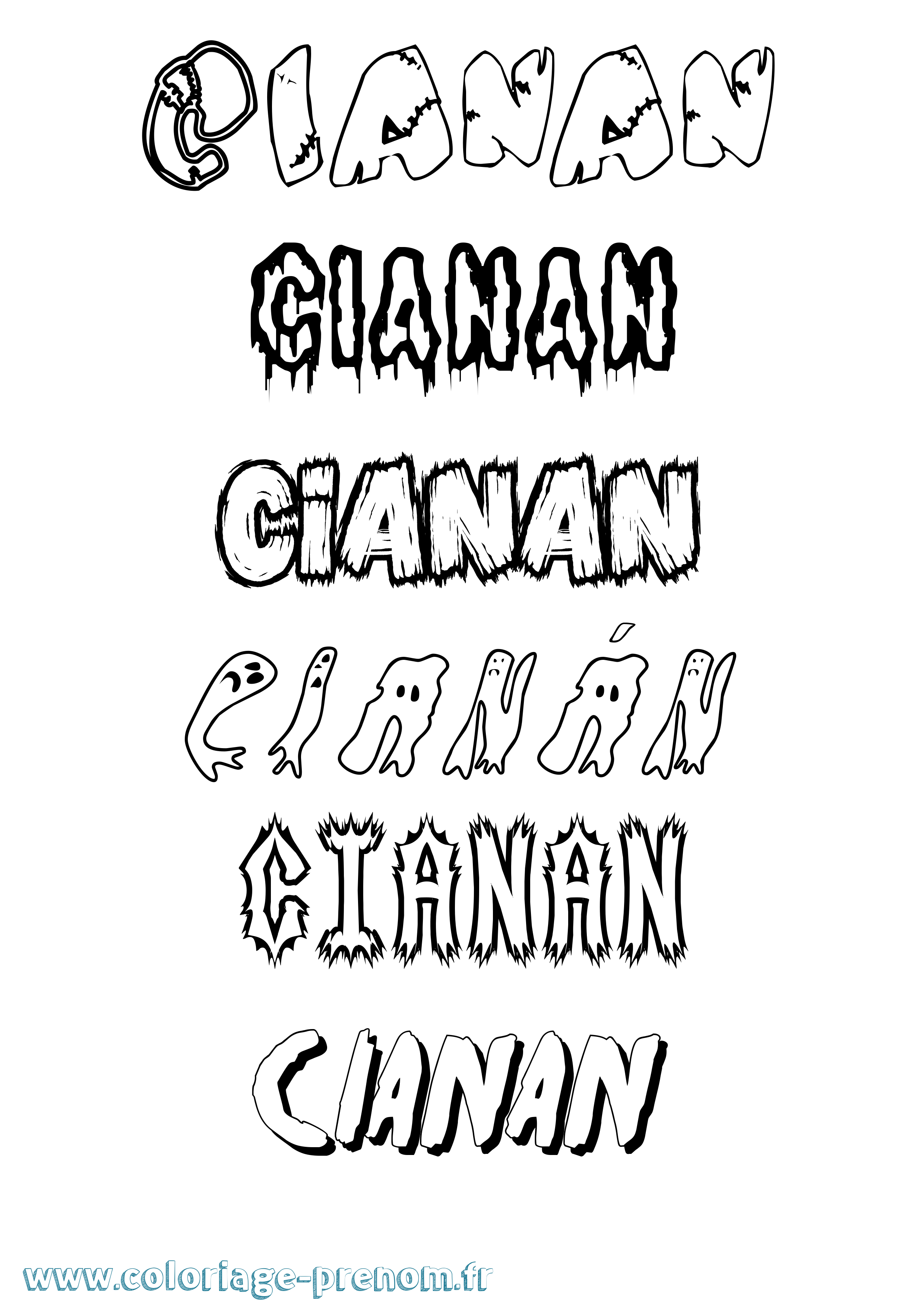 Coloriage Cianán Frisson Coloriage prénom Cianán Frisson