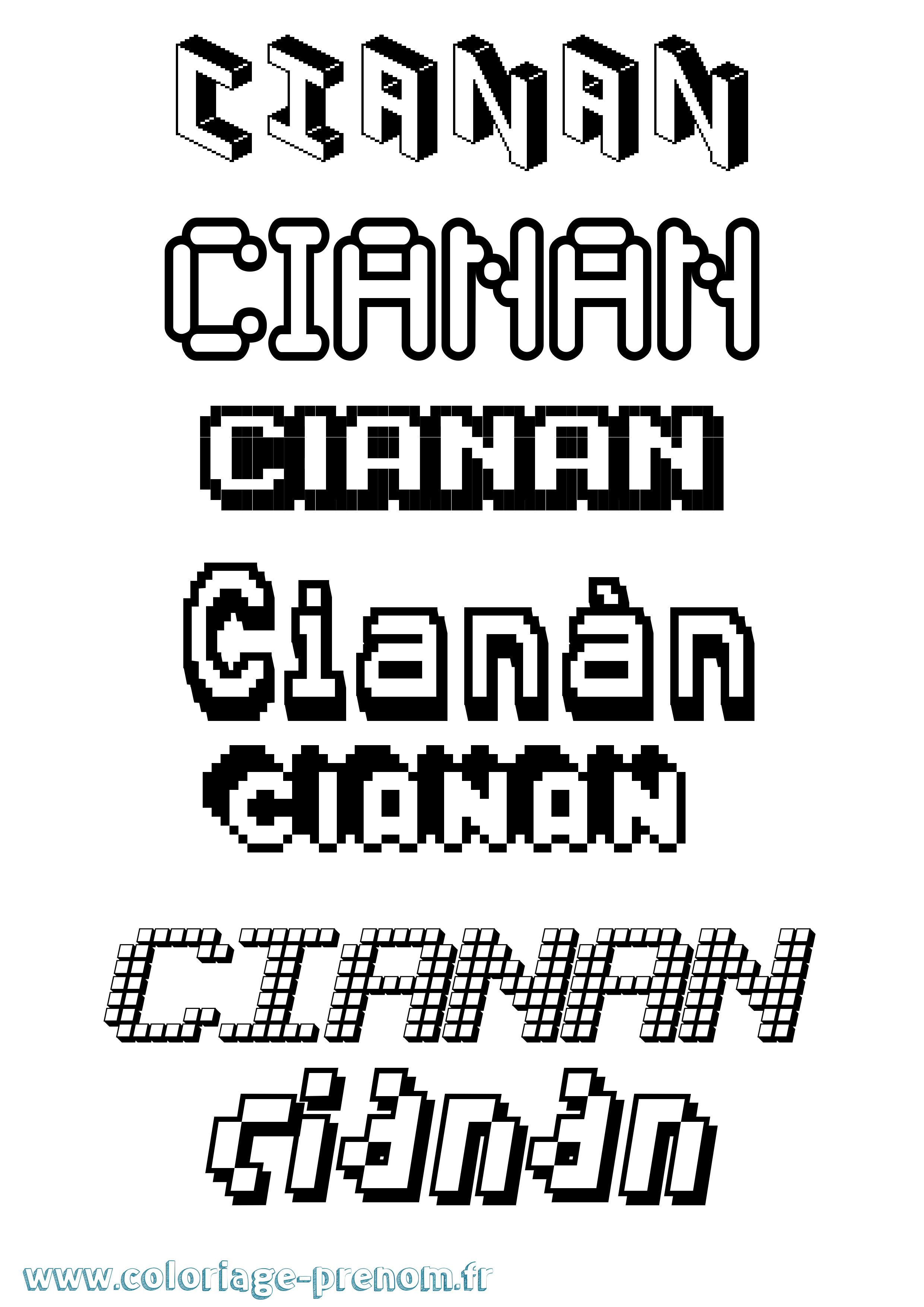 Coloriage Cianán Pixel Coloriage prénom Cianán Pixel