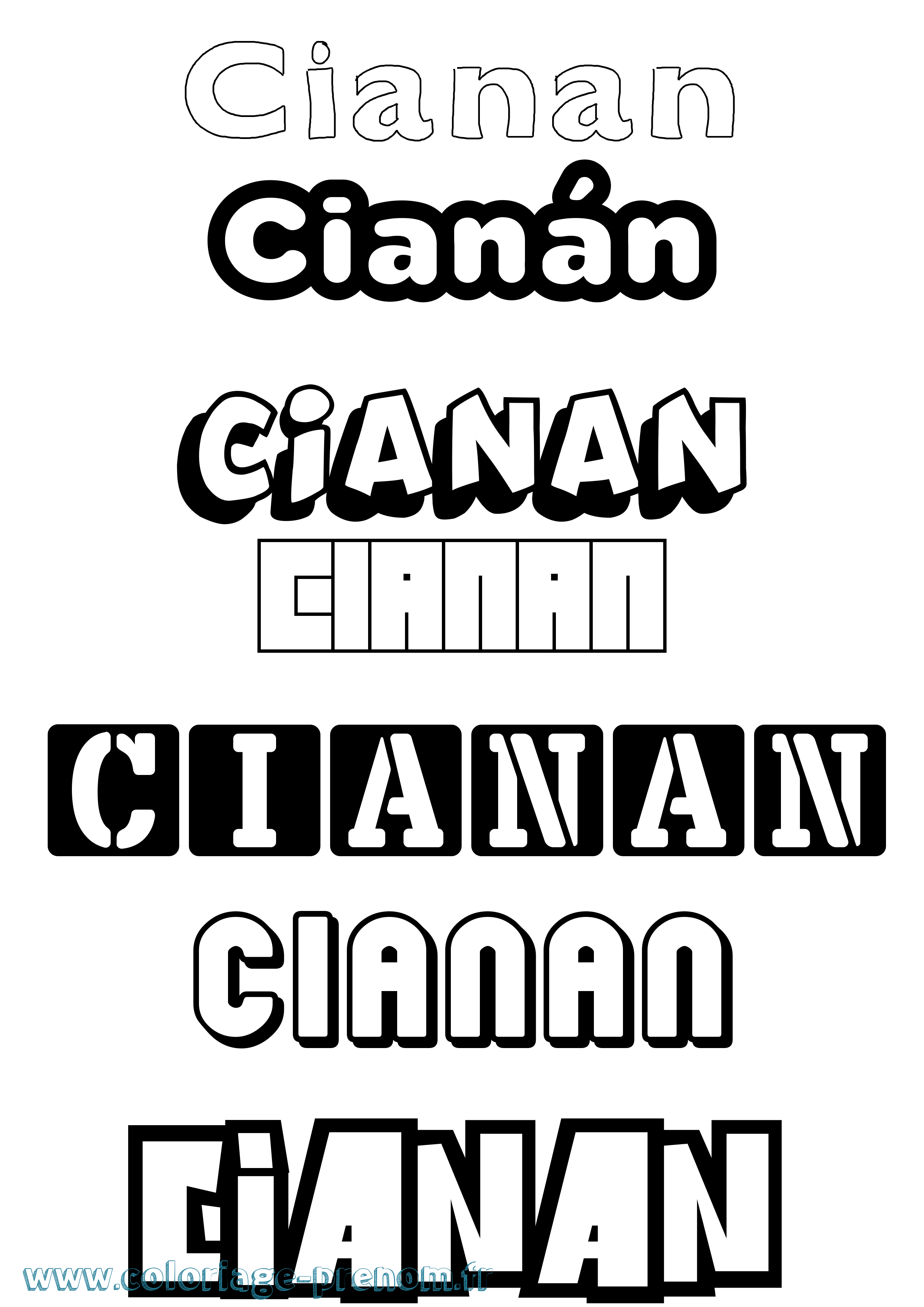 Coloriage Cianán Simple Coloriage prénom Cianán Simple