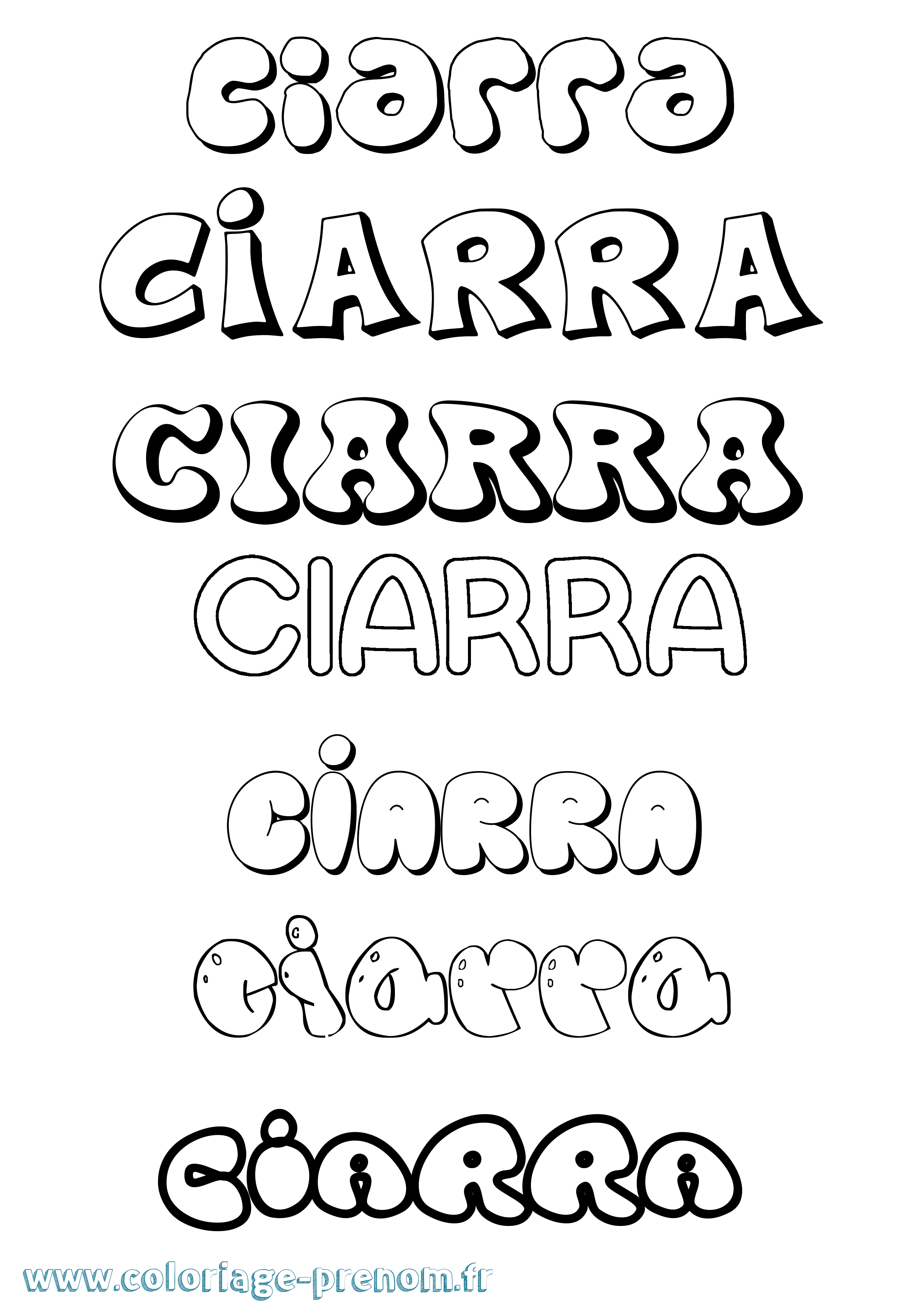 Coloriage Ciarra Bubble Coloriage prénom Ciarra Bubble