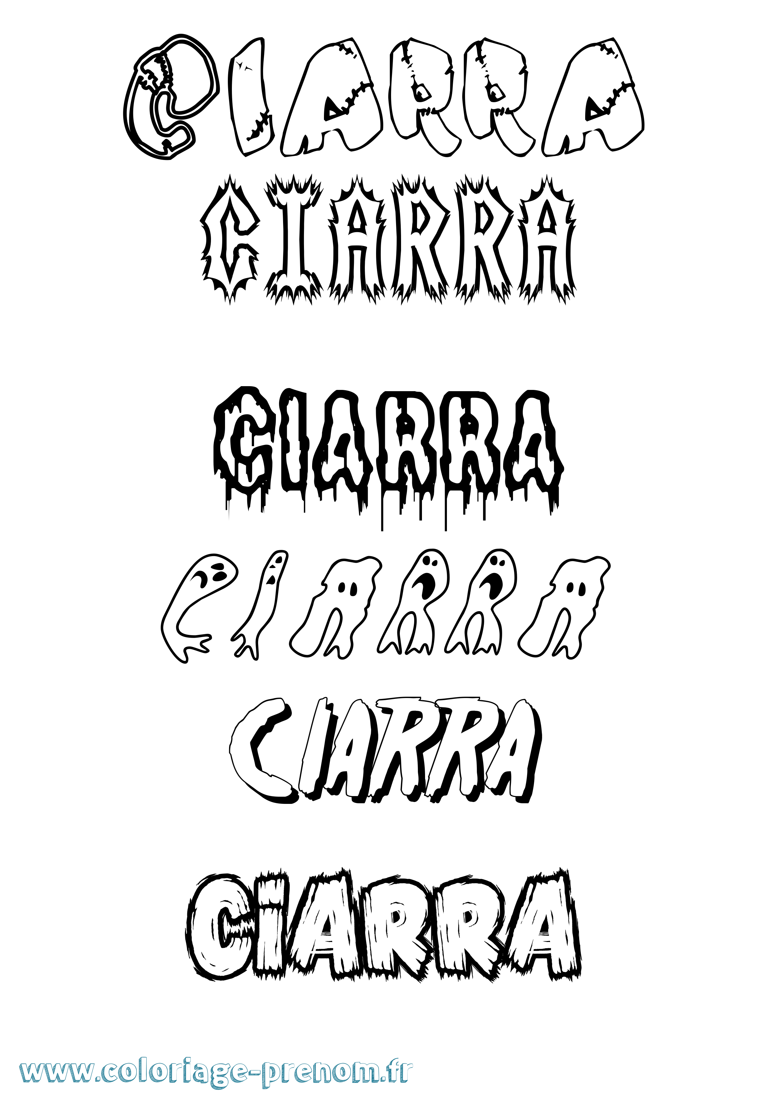 Coloriage Ciarra Frisson Coloriage prénom Ciarra Frisson