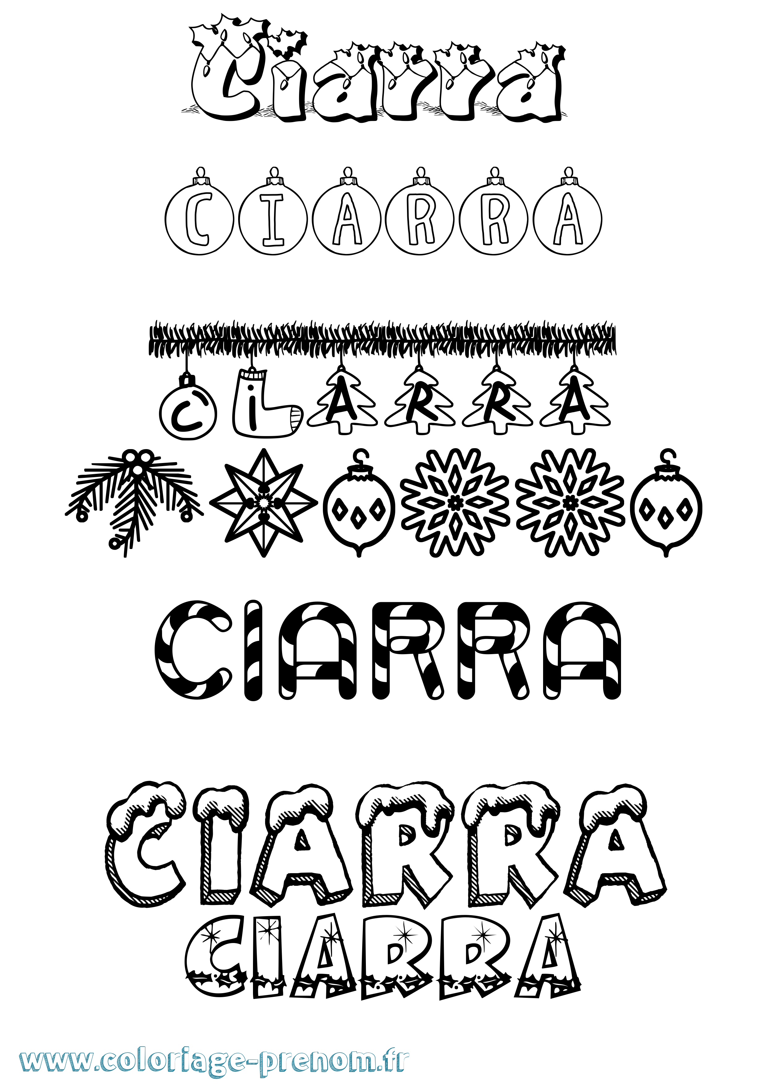 Coloriage Ciarra Noël Coloriage prénom Ciarra Noël