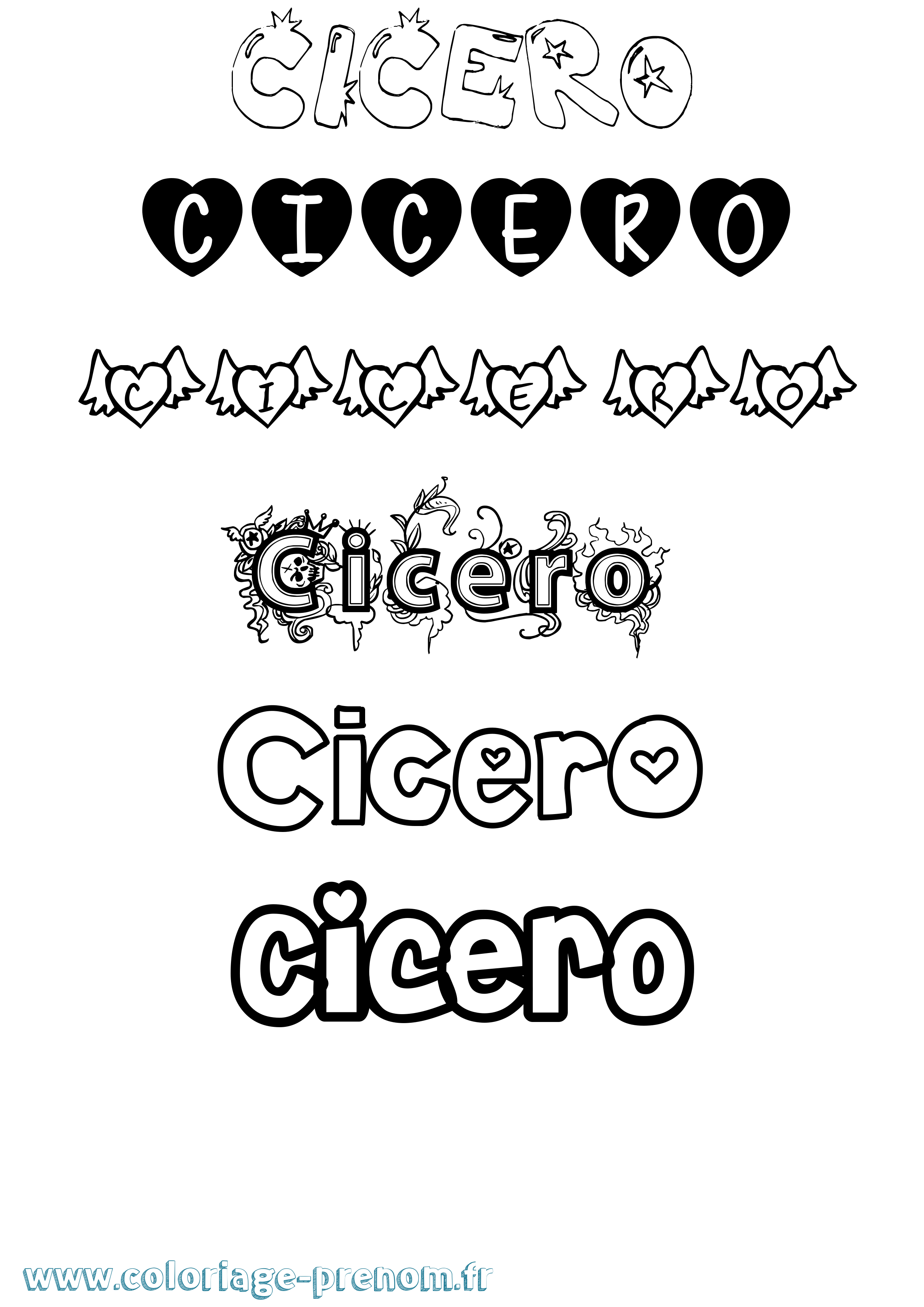 Coloriage Cicero Girly Coloriage prénom Cicero Girly