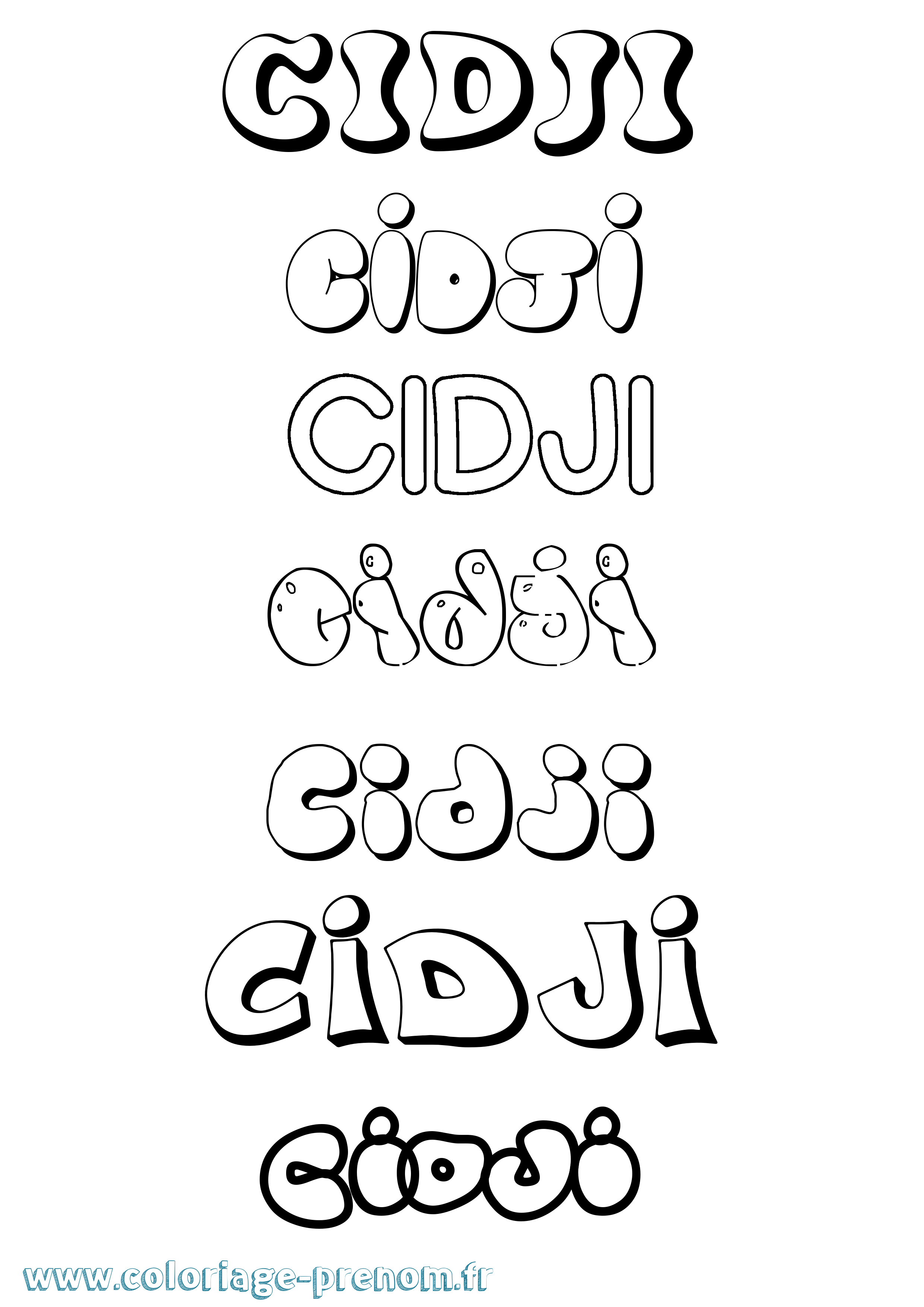 Coloriage Cidji Bubble Coloriage prénom Cidji Bubble