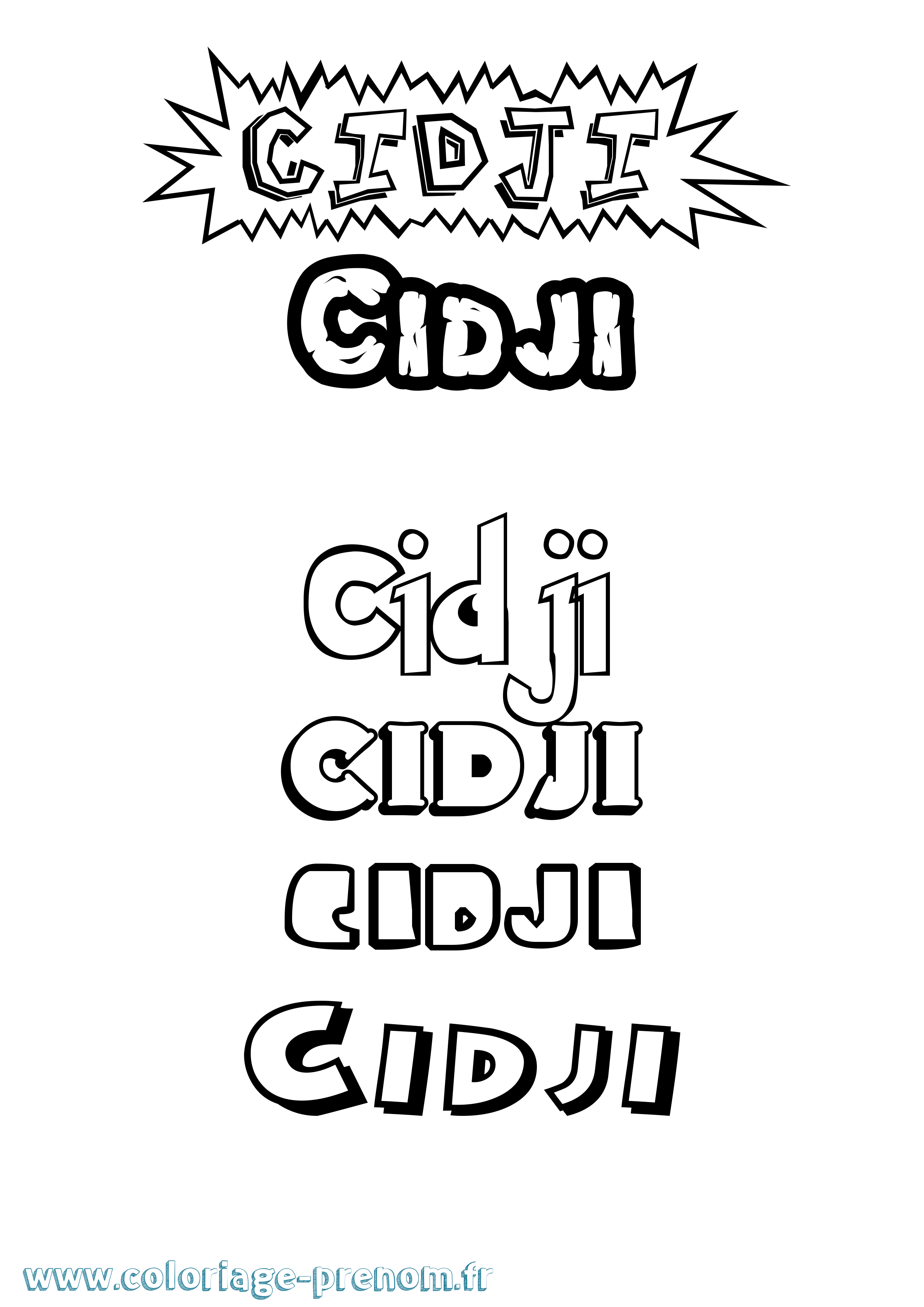 Coloriage Cidji Dessin Animé Coloriage prénom Cidji Dessin Animé