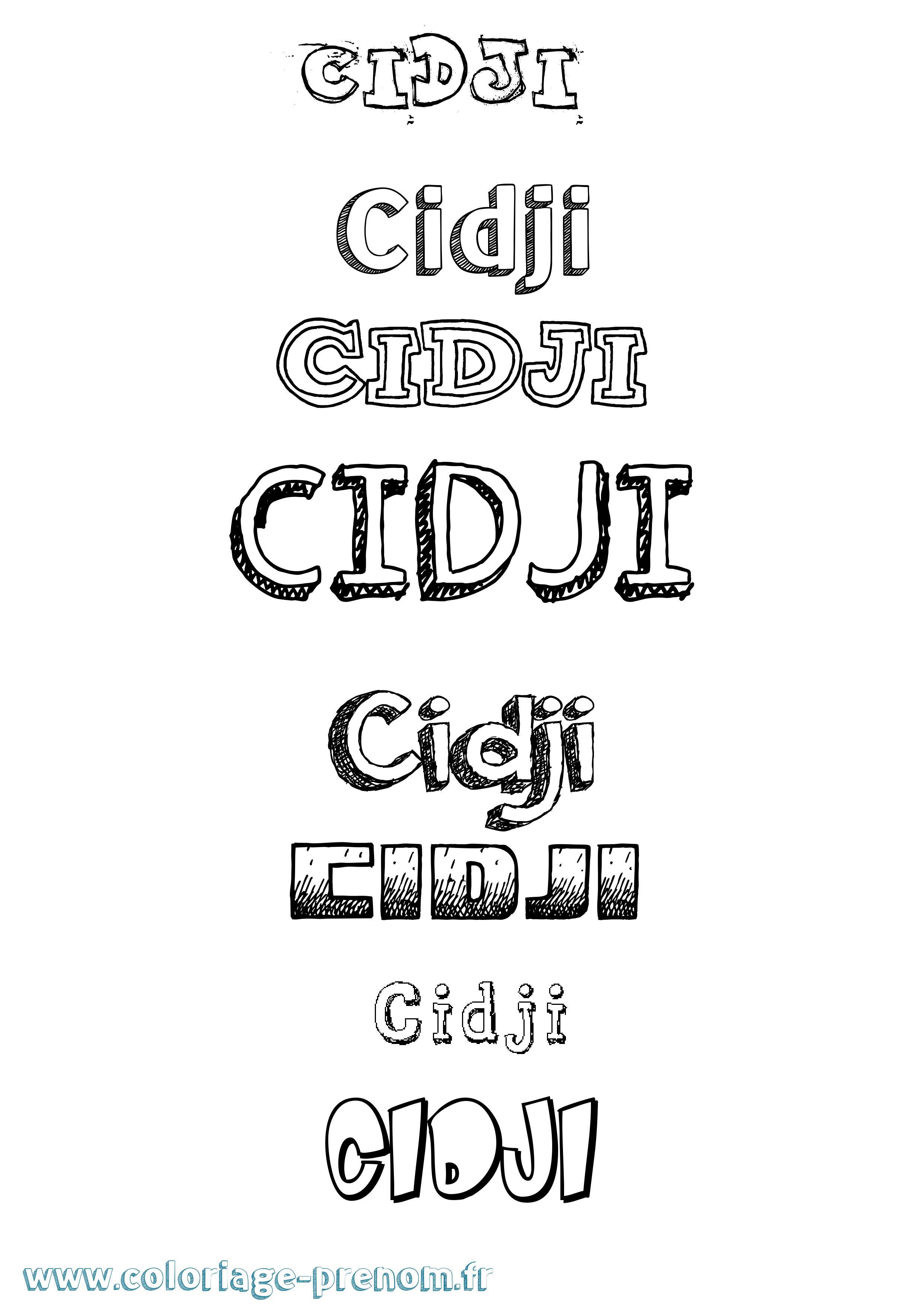 Coloriage Cidji Dessiné Coloriage prénom Cidji Dessiné