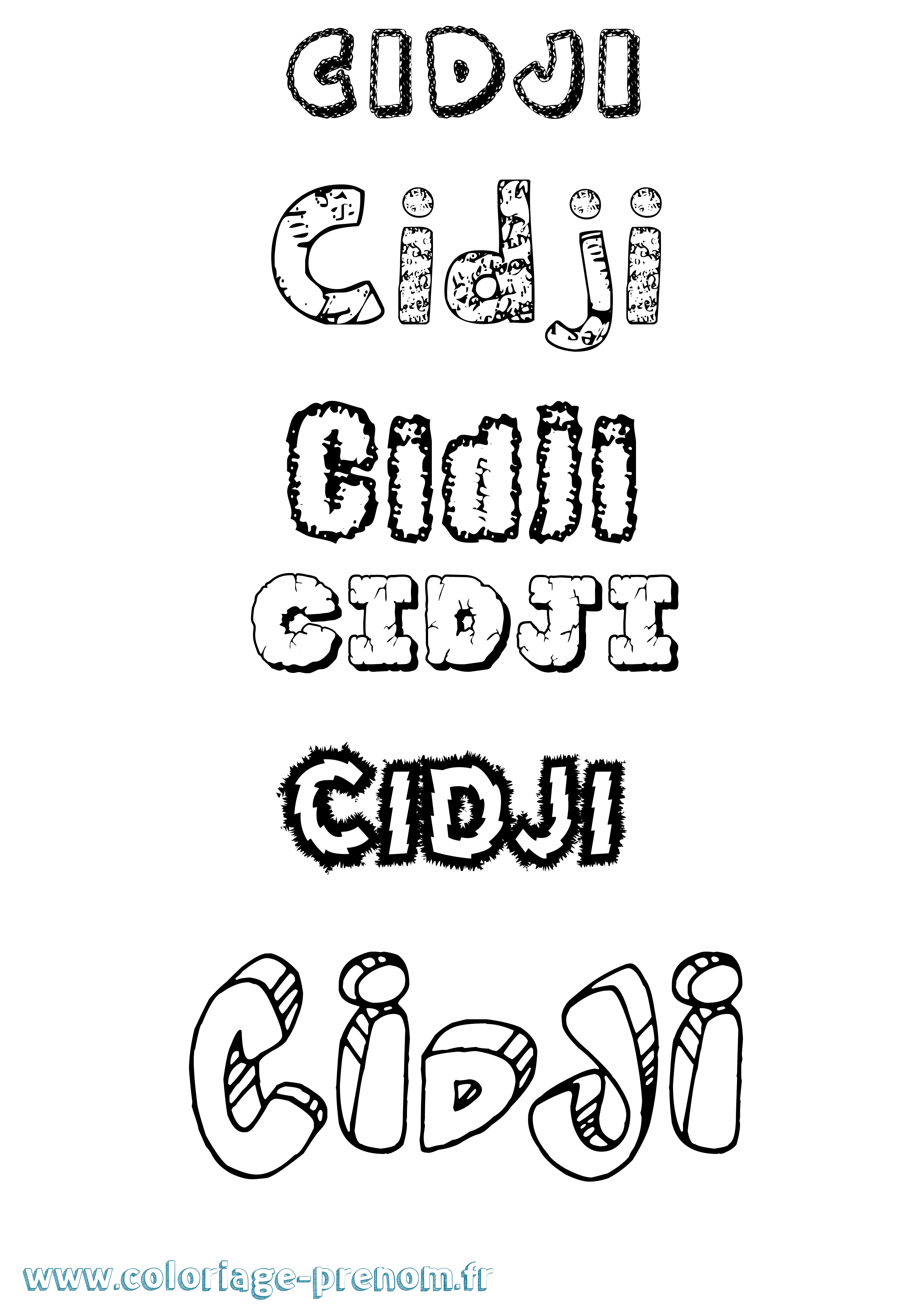 Coloriage Cidji Destructuré Coloriage prénom Cidji Destructuré