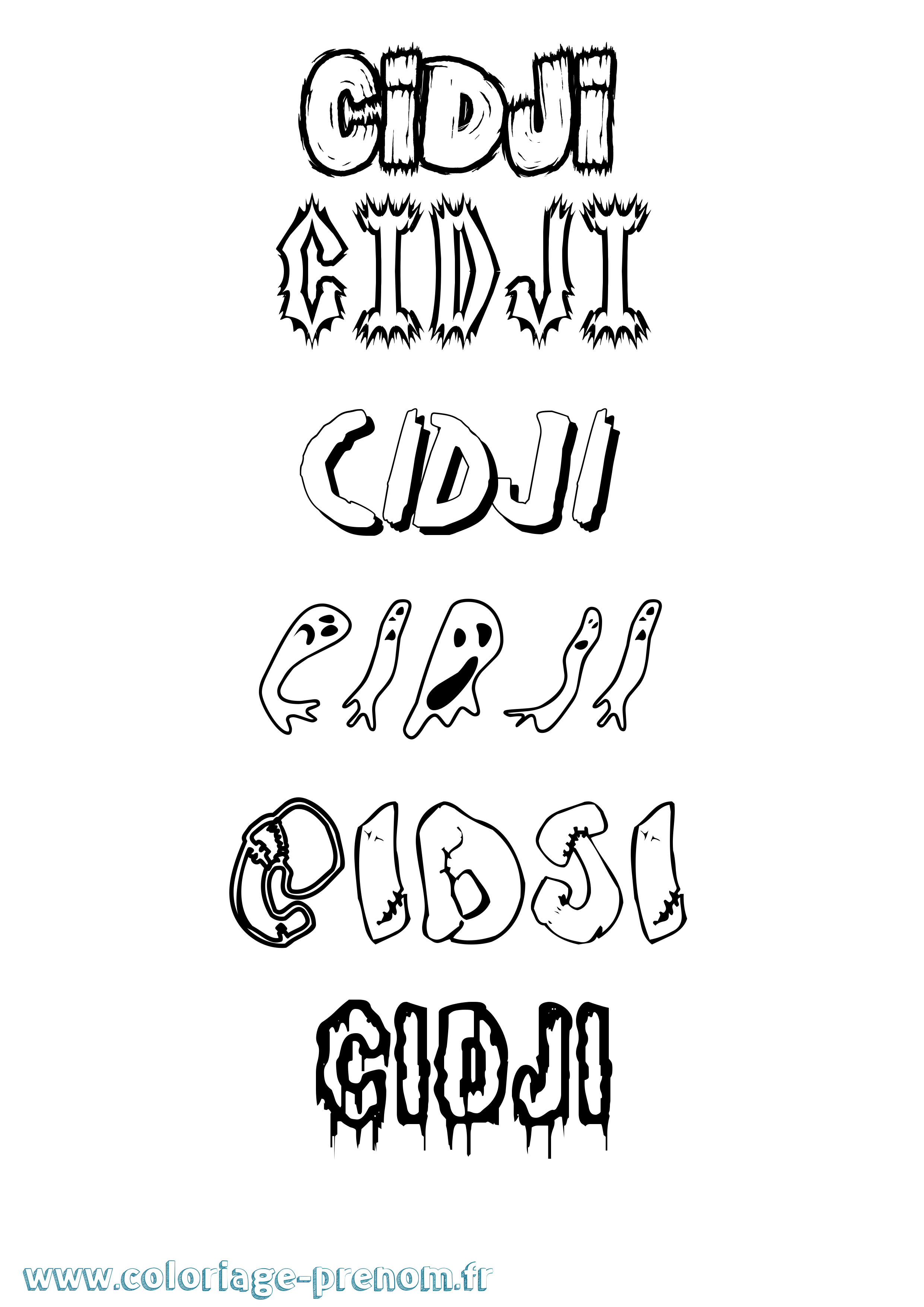 Coloriage Cidji Frisson Coloriage prénom Cidji Frisson