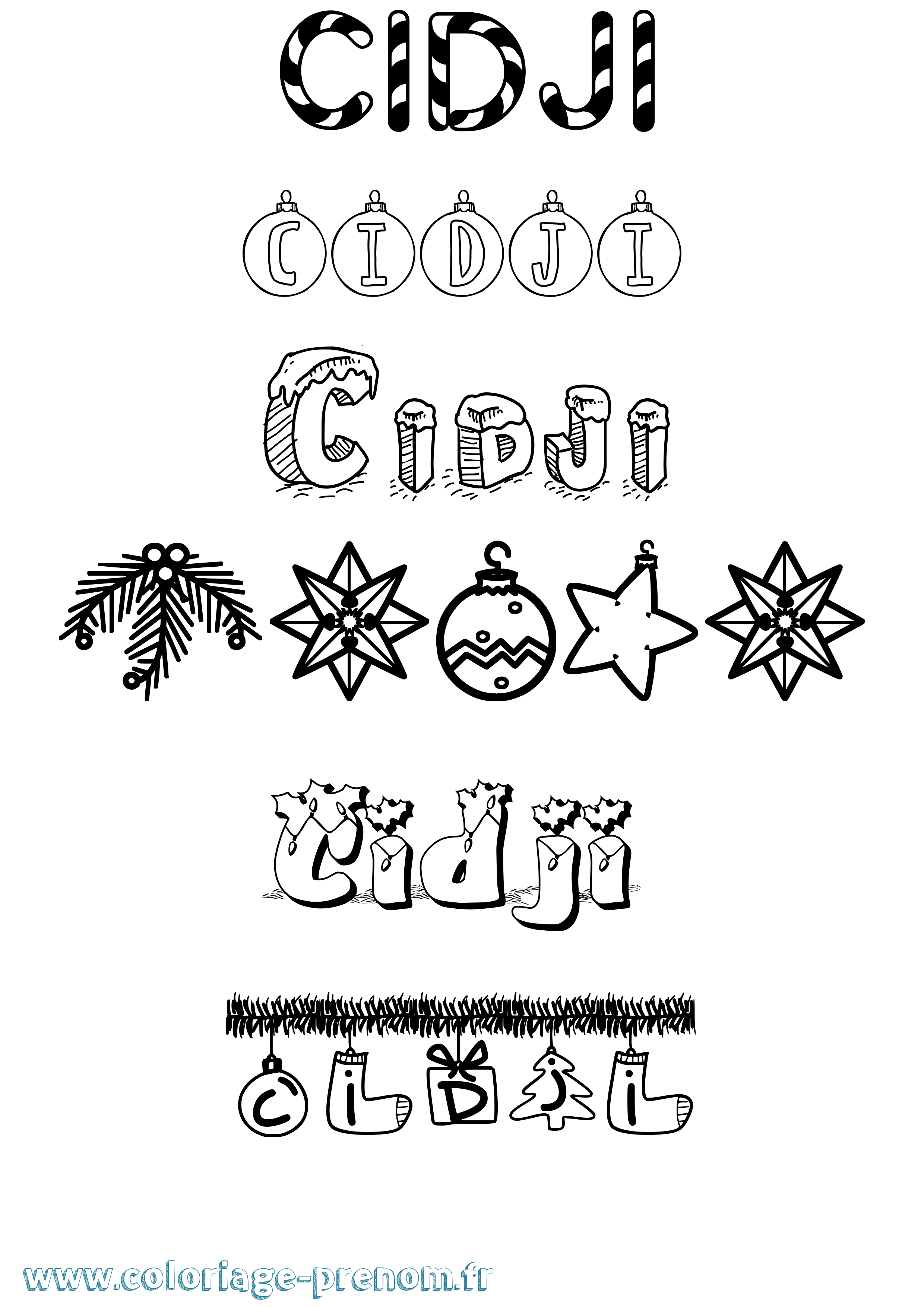 Coloriage Cidji Noël Coloriage prénom Cidji Noël