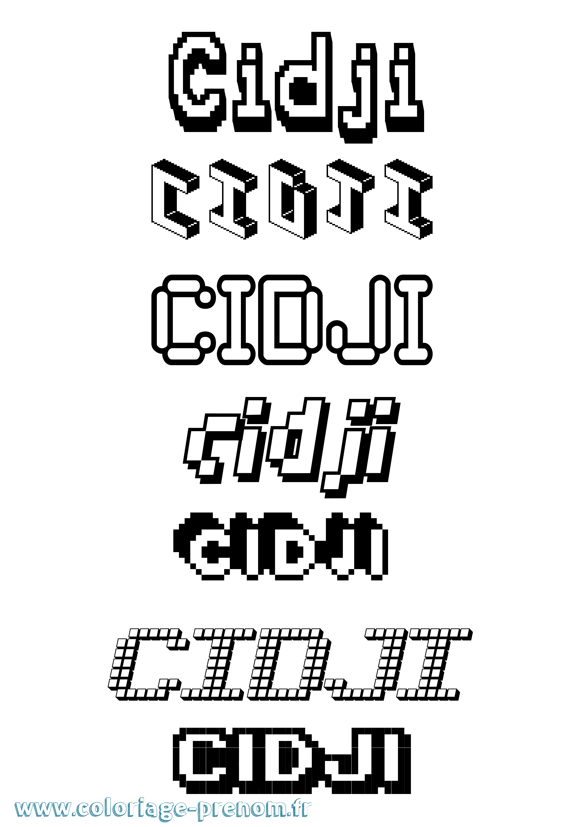 Coloriage Cidji Pixel Coloriage prénom Cidji Pixel