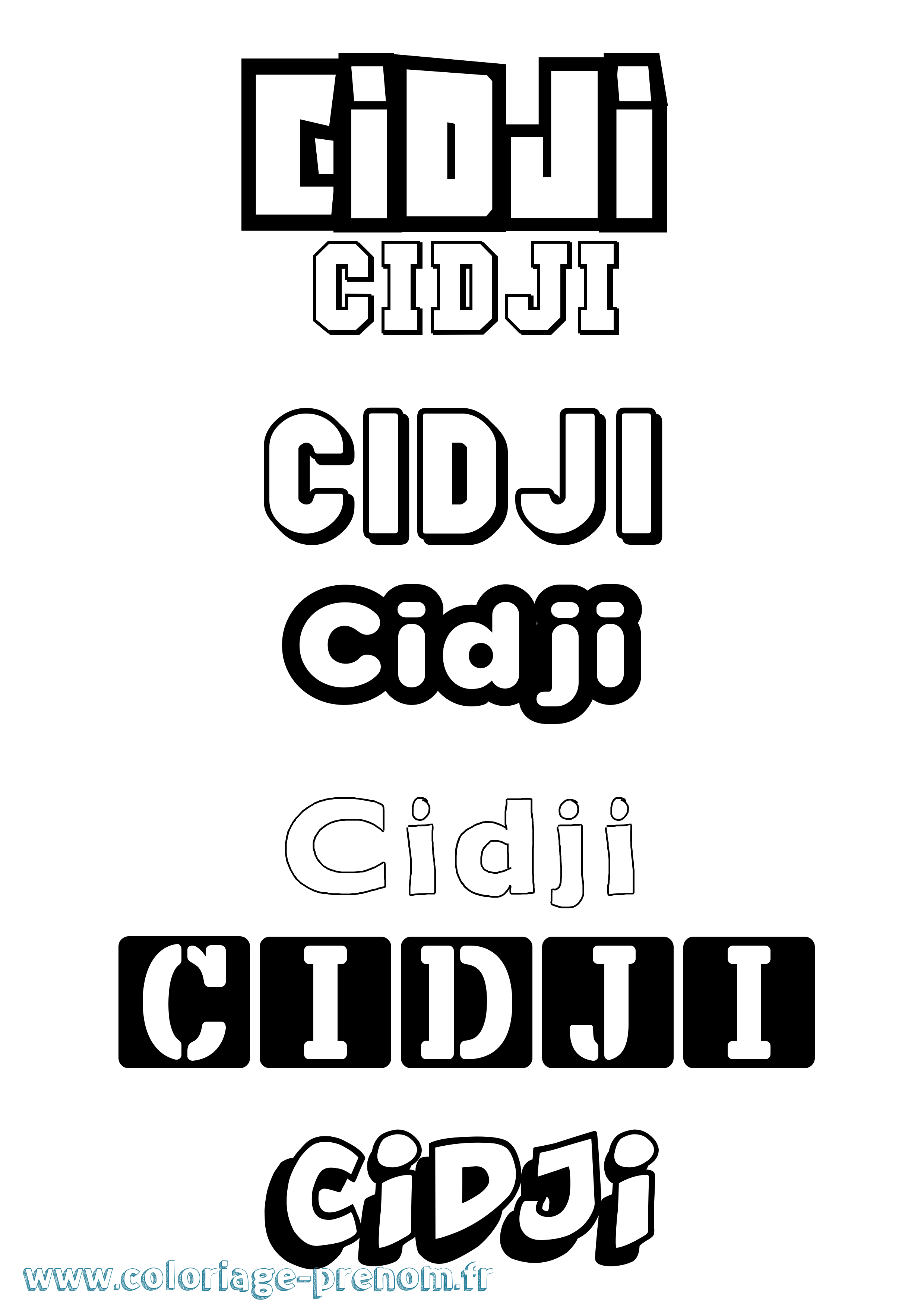 Coloriage Cidji Simple Coloriage prénom Cidji Simple