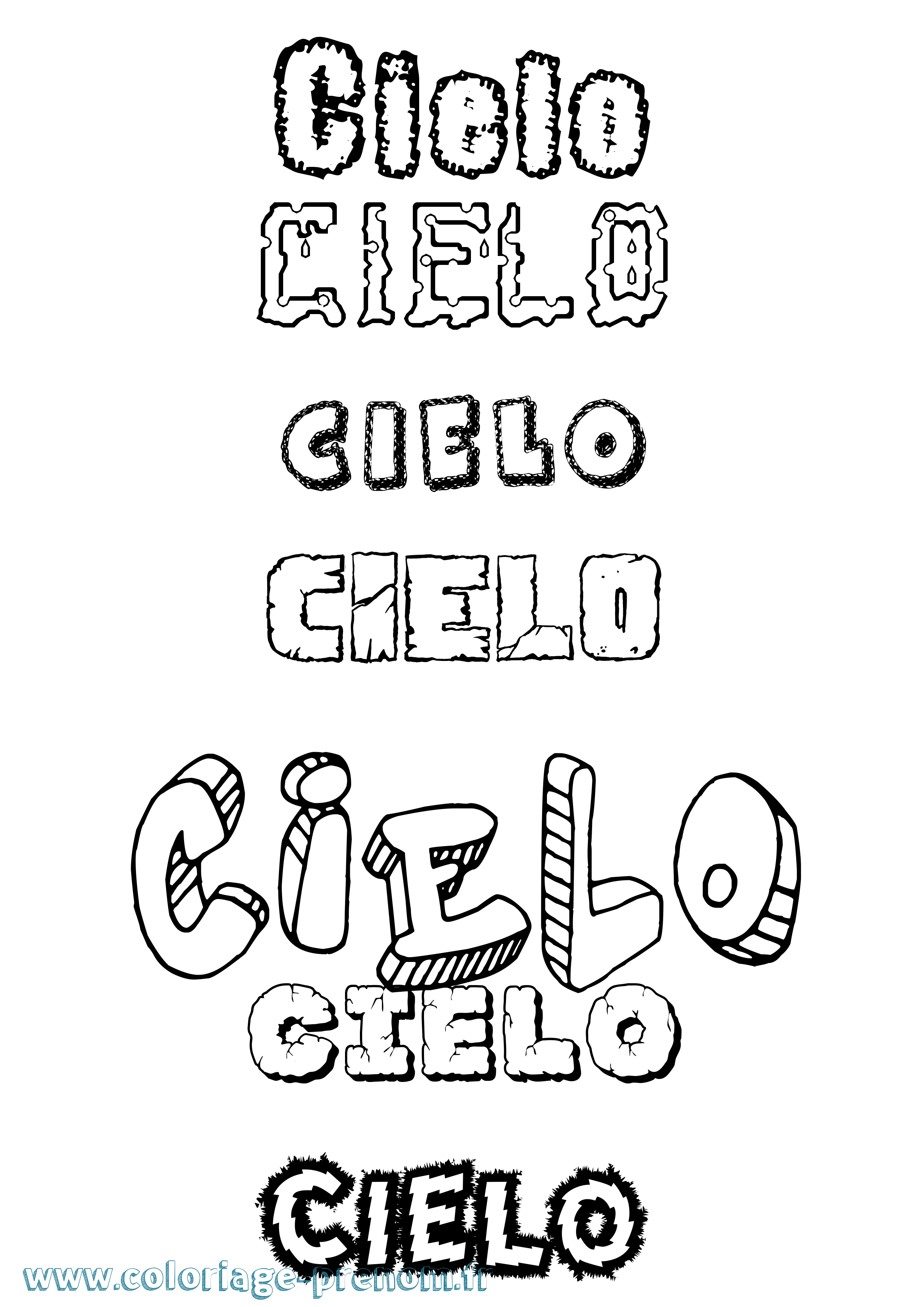 Coloriage Cielo Destructuré Coloriage prénom Cielo Destructuré