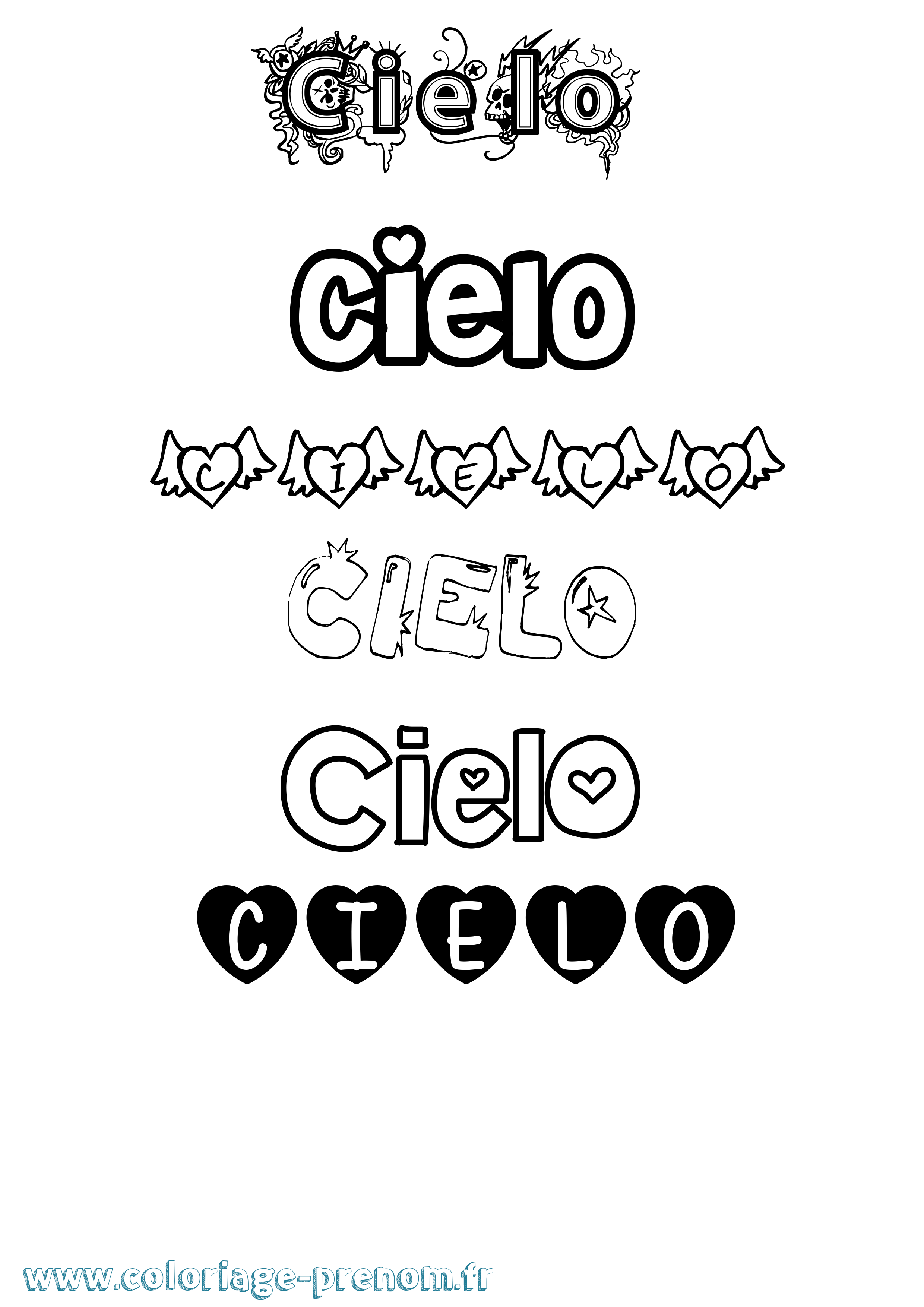 Coloriage Cielo Girly Coloriage prénom Cielo Girly
