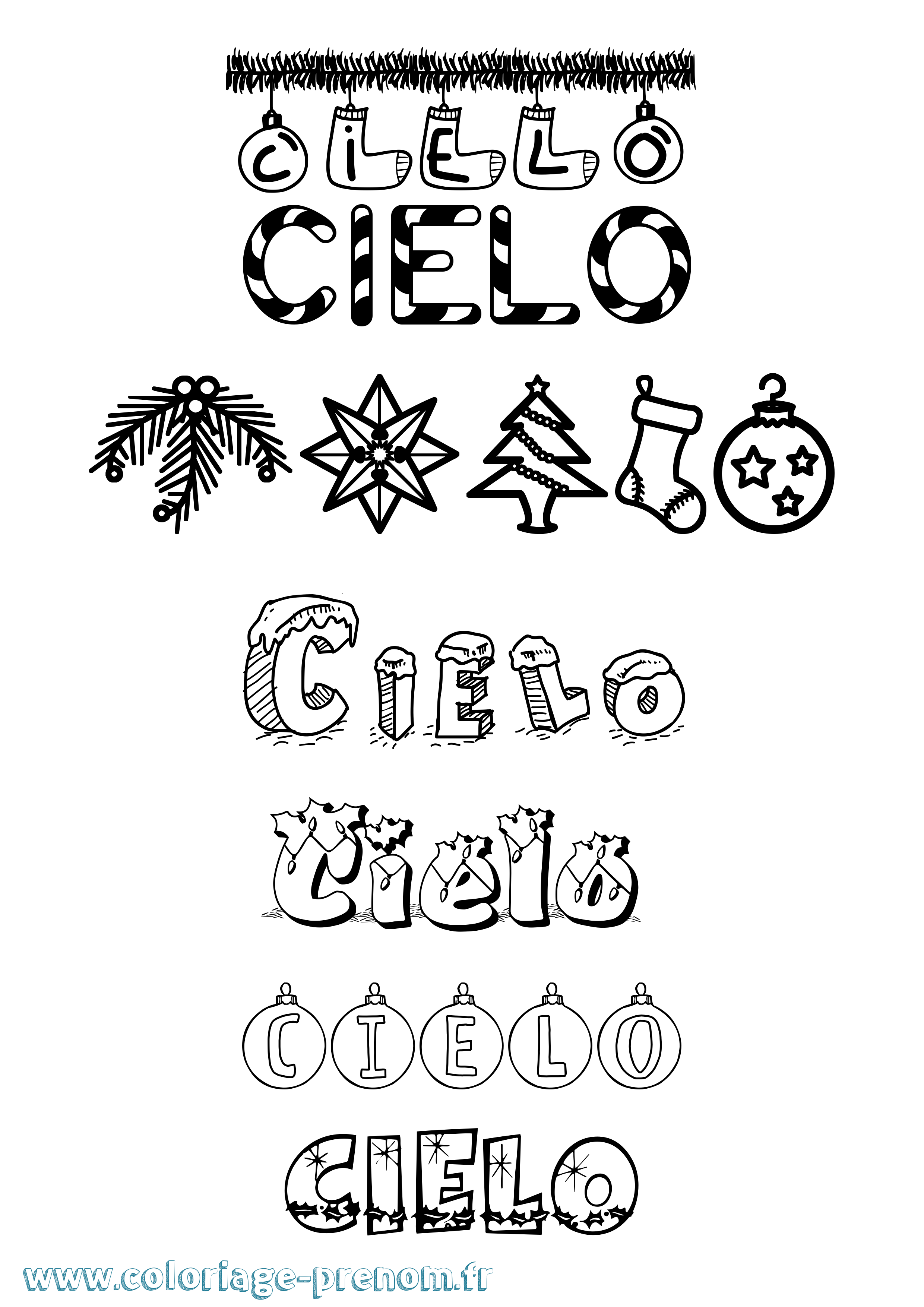 Coloriage Cielo Noël Coloriage prénom Cielo Noël