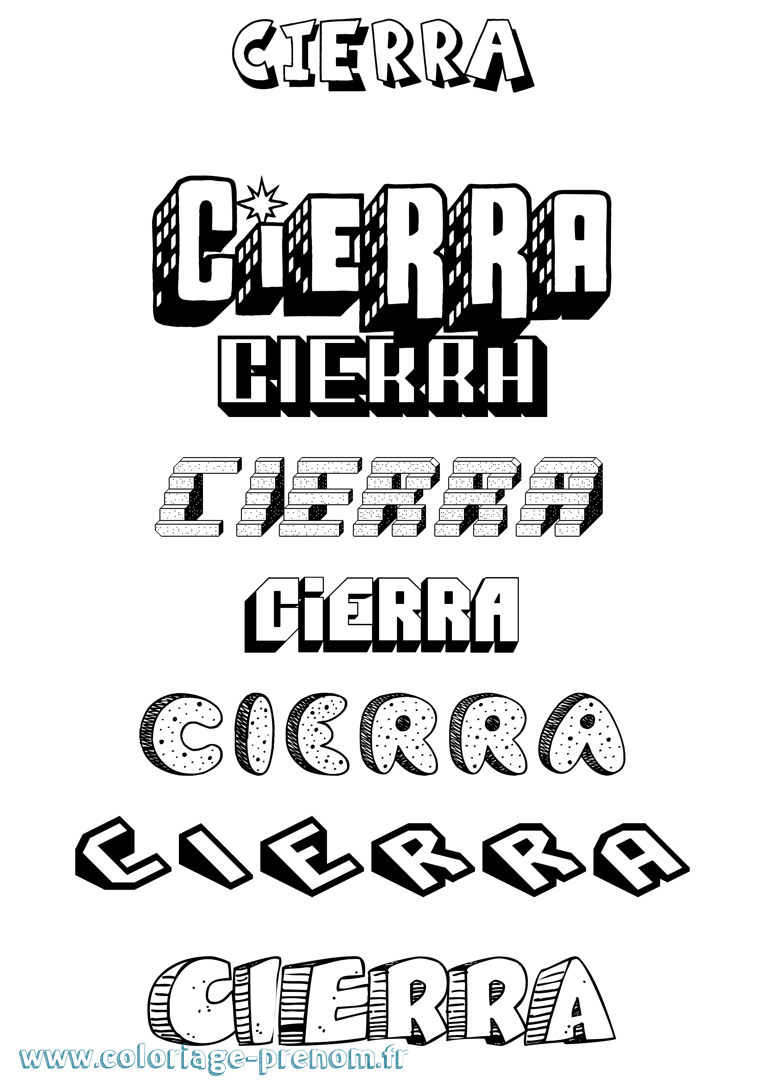 Coloriage Cierra Effet 3D Coloriage prénom Cierra Effet 3D