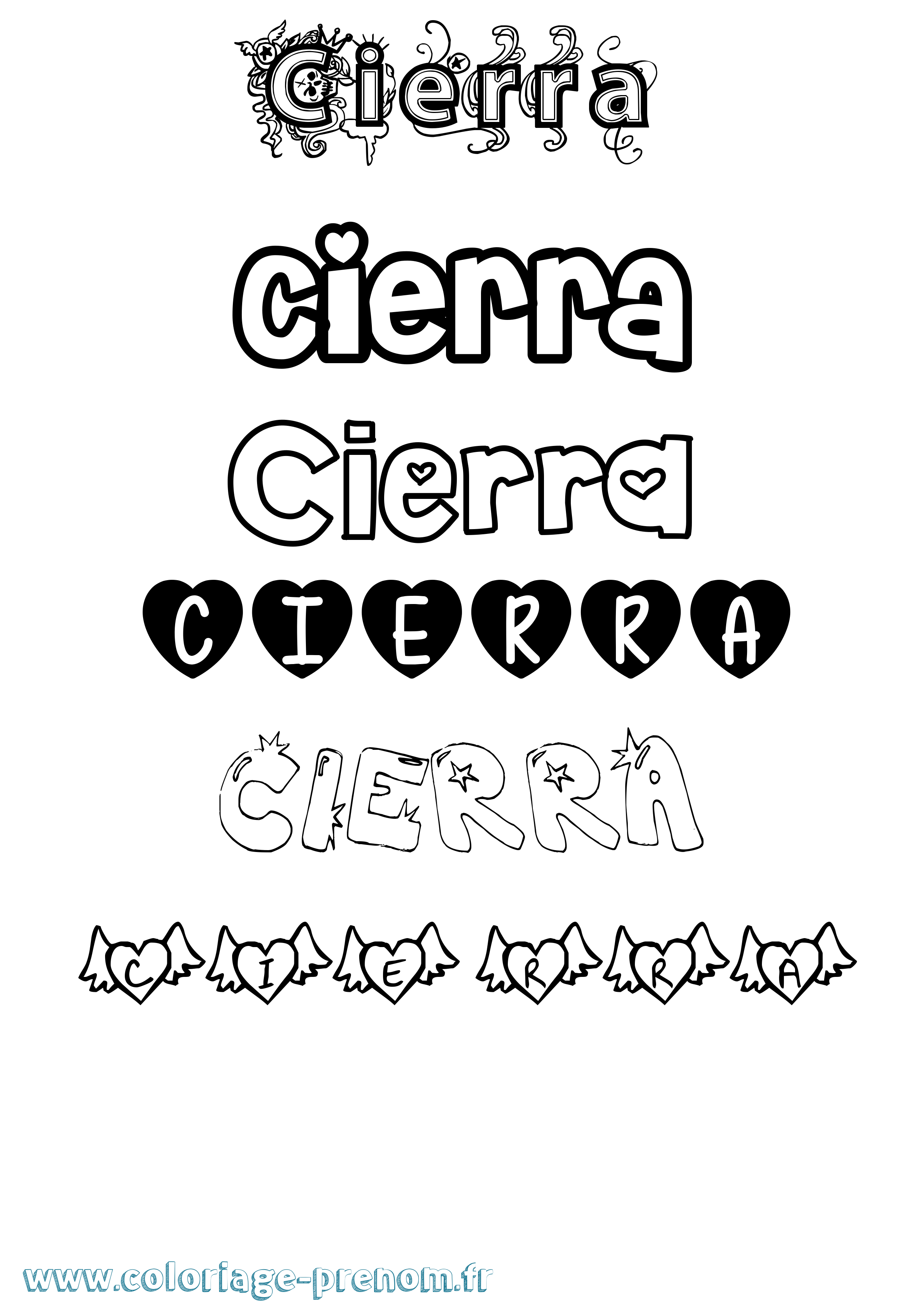 Coloriage Cierra Girly Coloriage prénom Cierra Girly