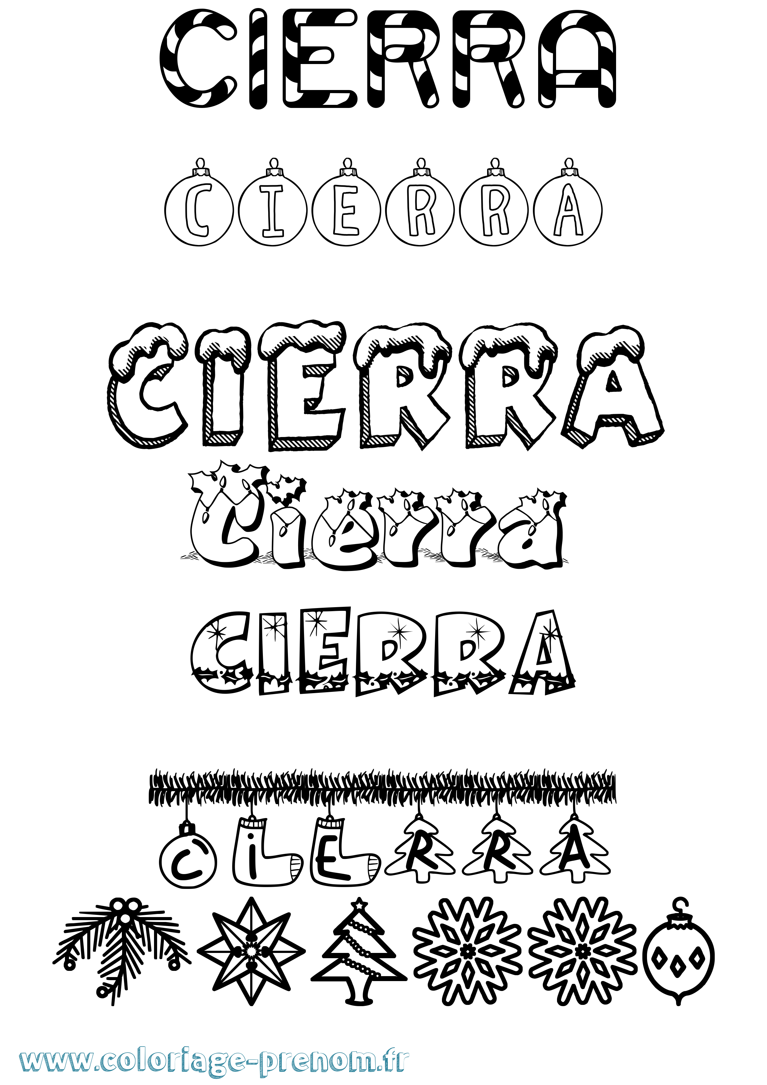 Coloriage Cierra Noël Coloriage prénom Cierra Noël