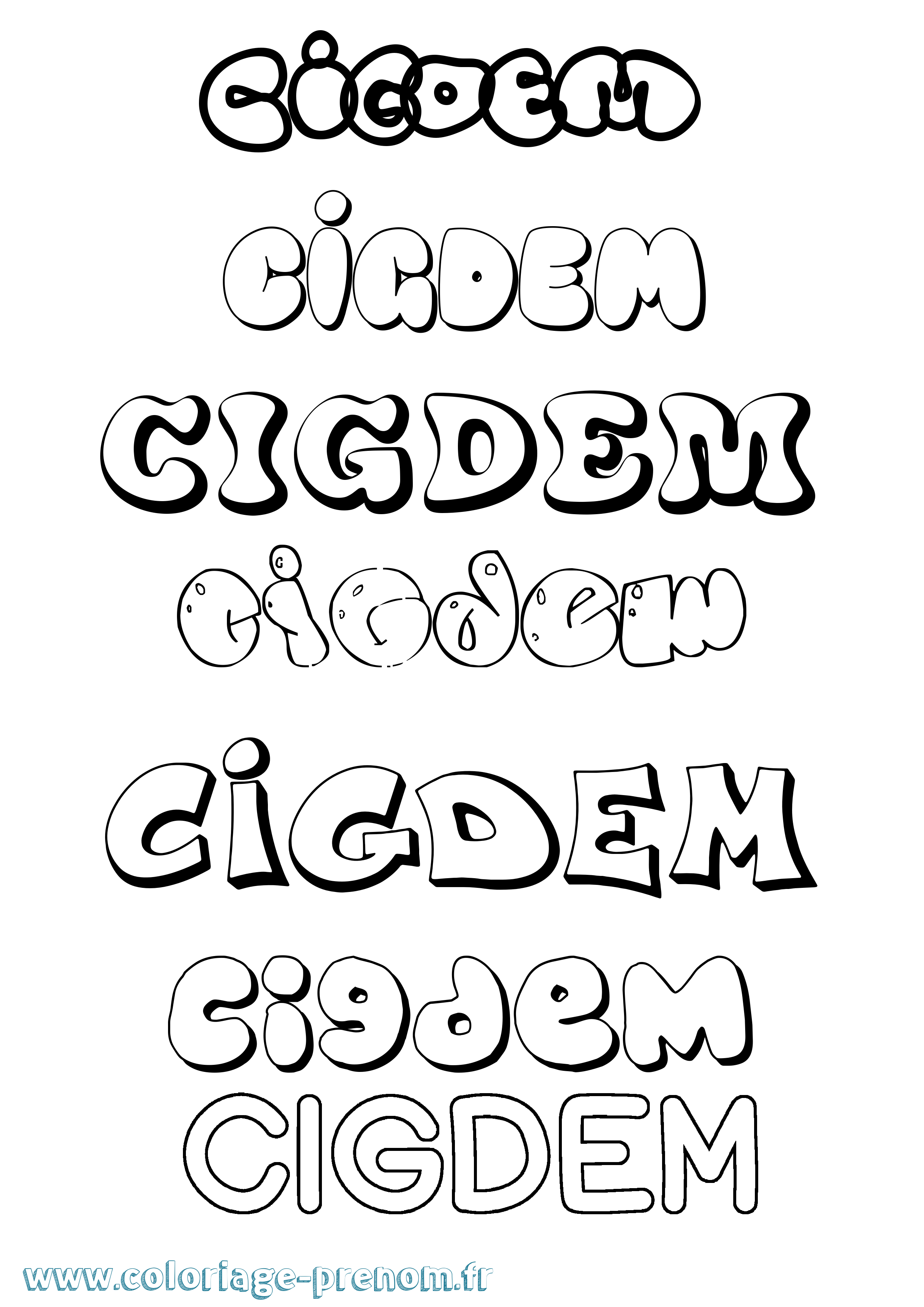 Coloriage Cigdem Bubble Coloriage prénom Cigdem Bubble