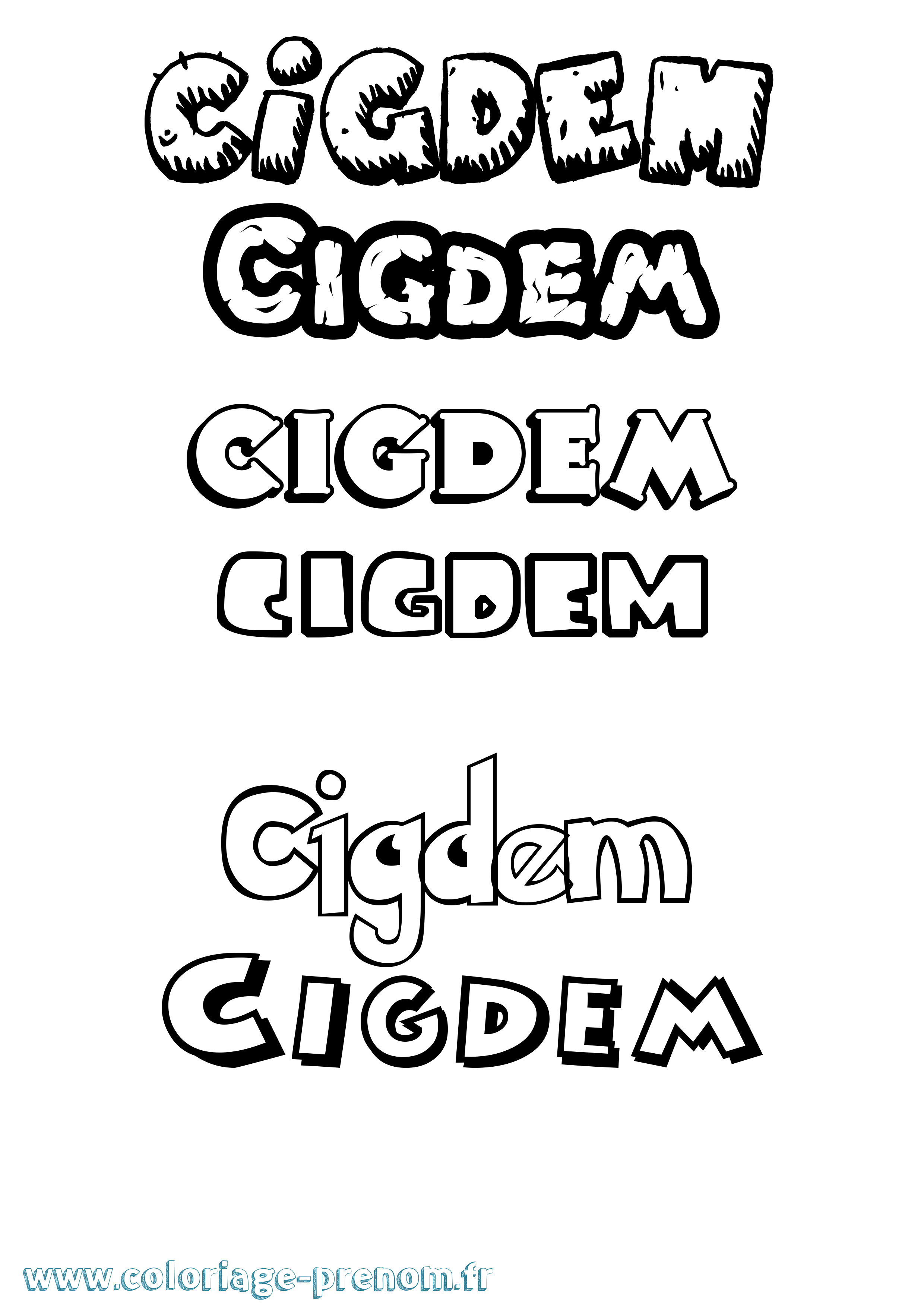 Coloriage Cigdem Dessin Animé Coloriage prénom Cigdem Dessin Animé