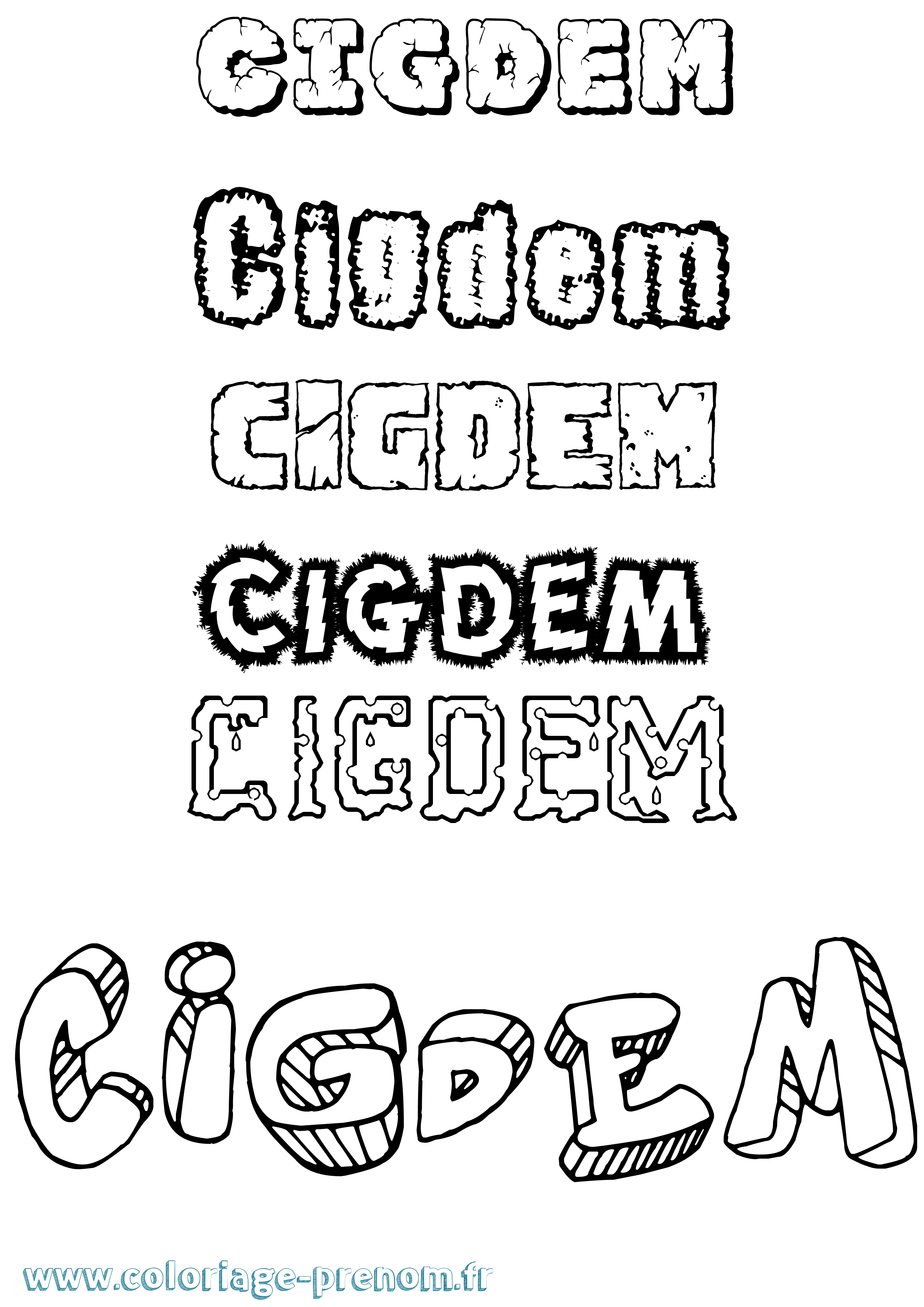 Coloriage Cigdem Destructuré Coloriage prénom Cigdem Destructuré