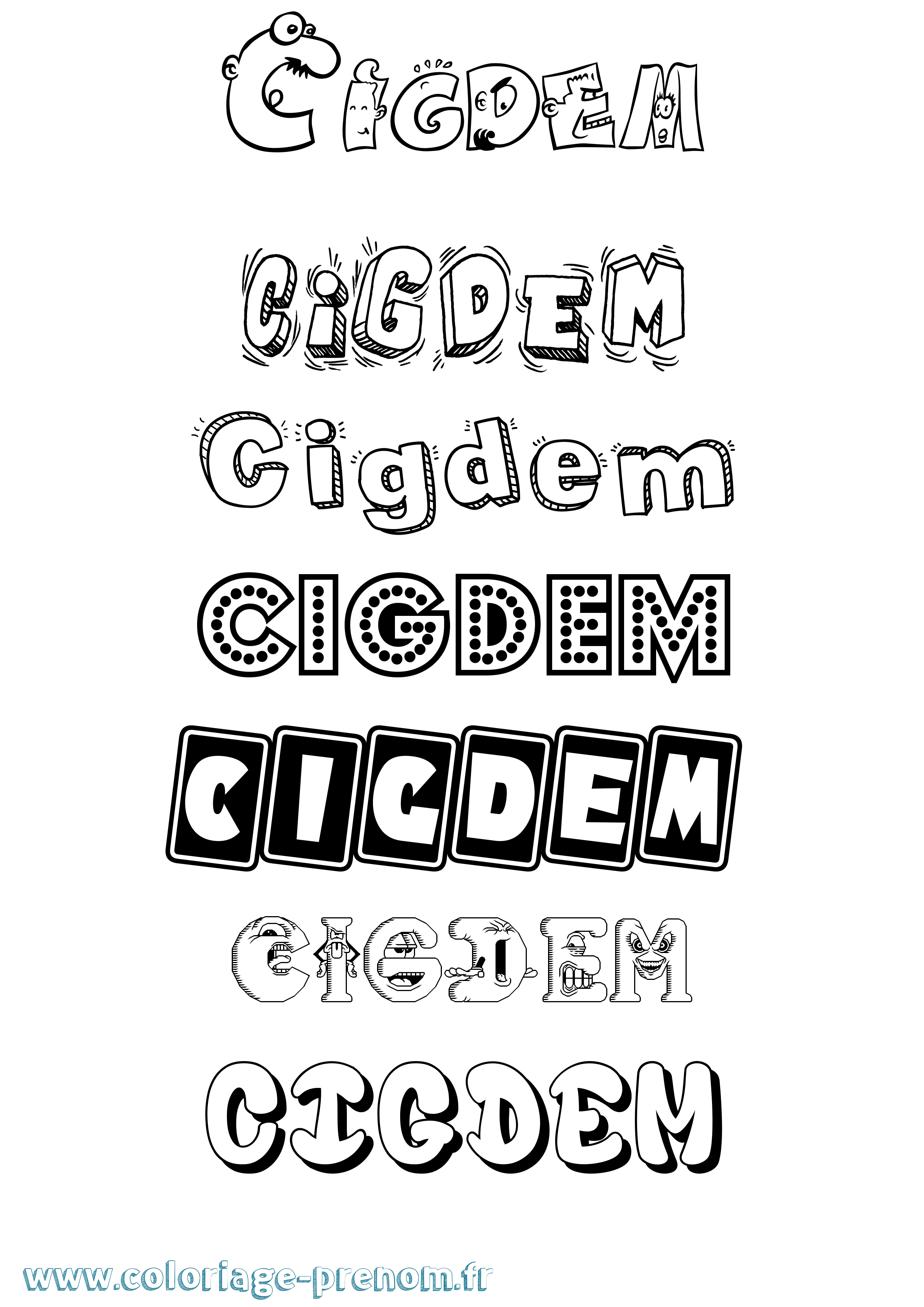 Coloriage Cigdem Fun Coloriage prénom Cigdem Fun