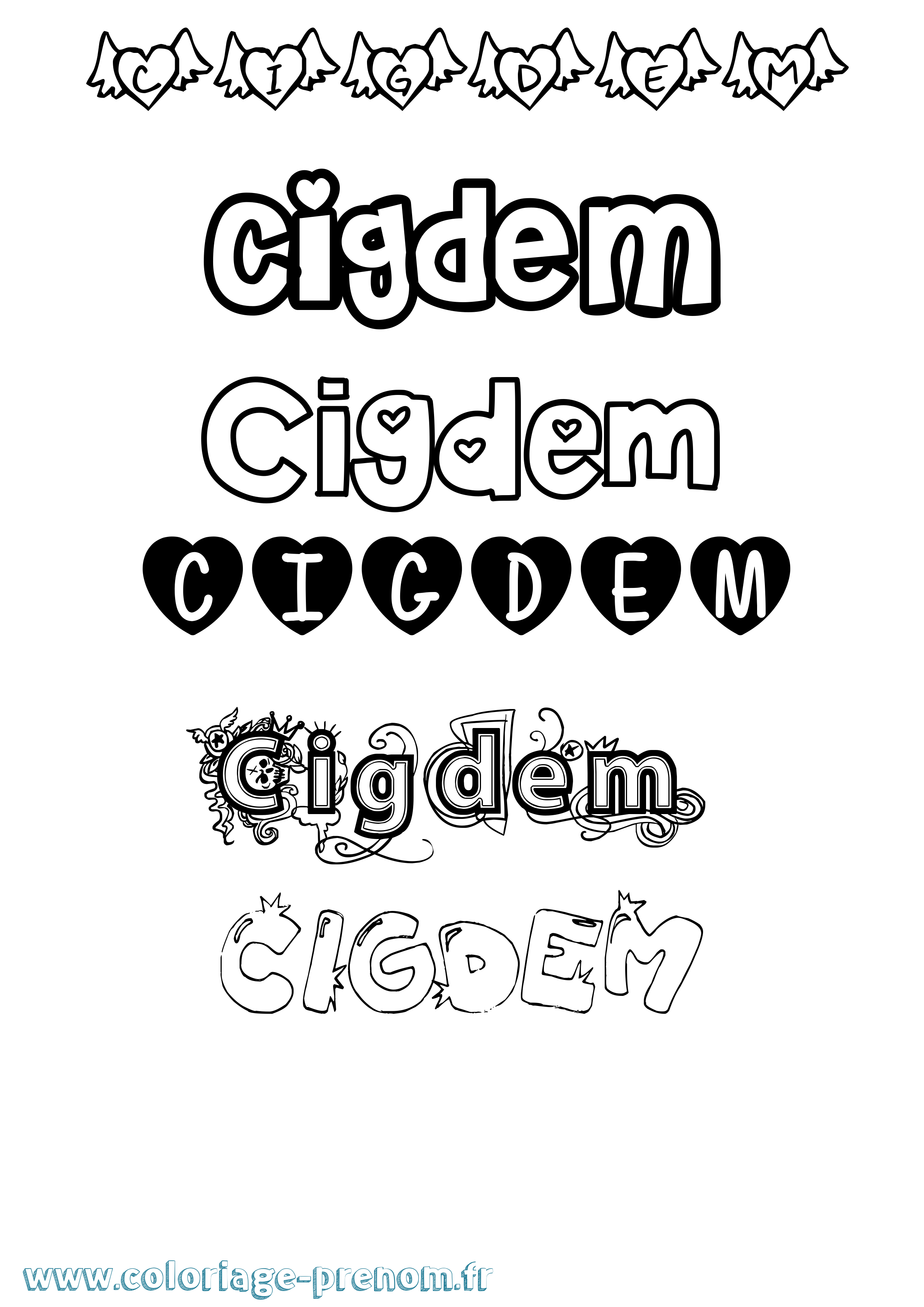 Coloriage Cigdem Girly Coloriage prénom Cigdem Girly