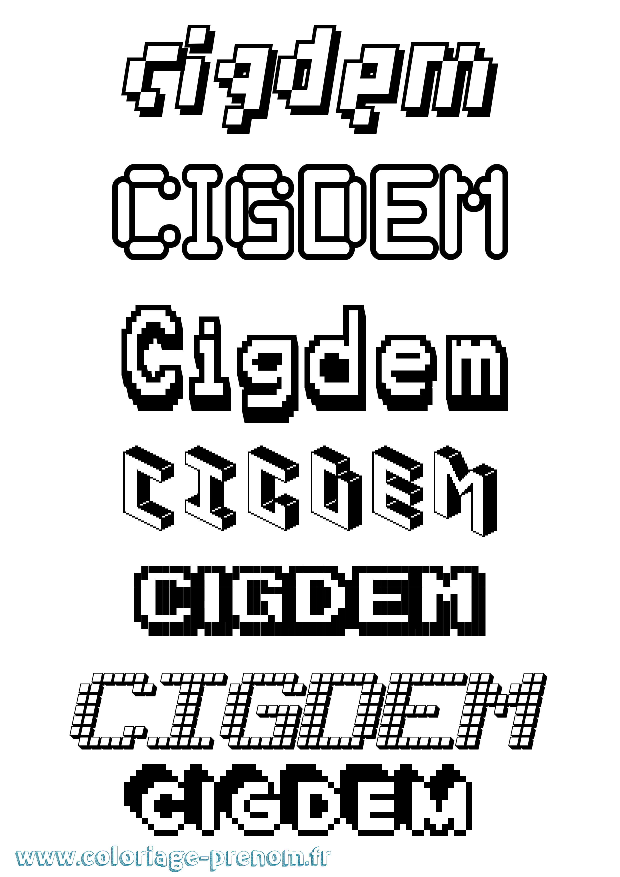 Coloriage Cigdem Pixel Coloriage prénom Cigdem Pixel