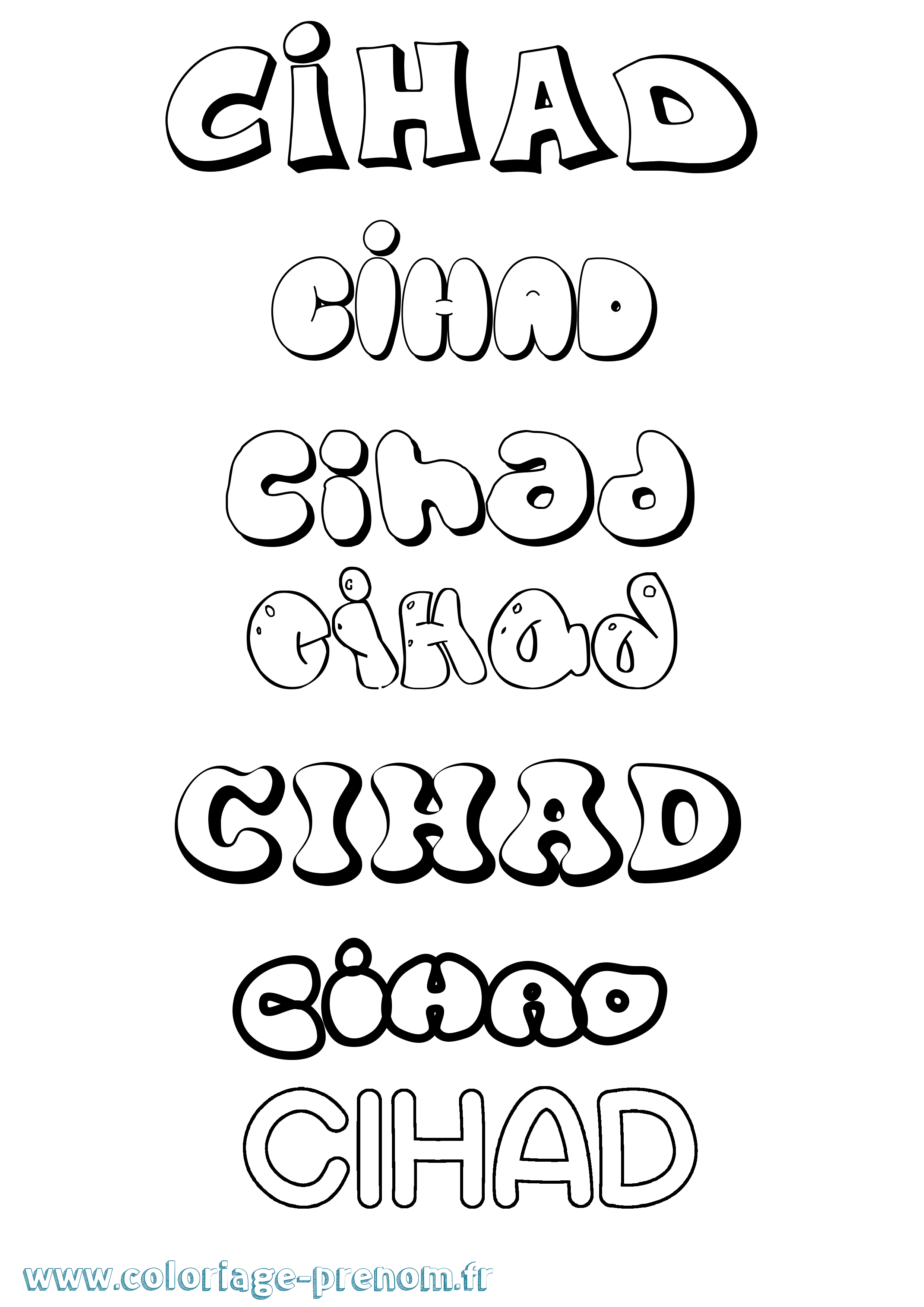 Coloriage Cihad Bubble Coloriage prénom Cihad Bubble