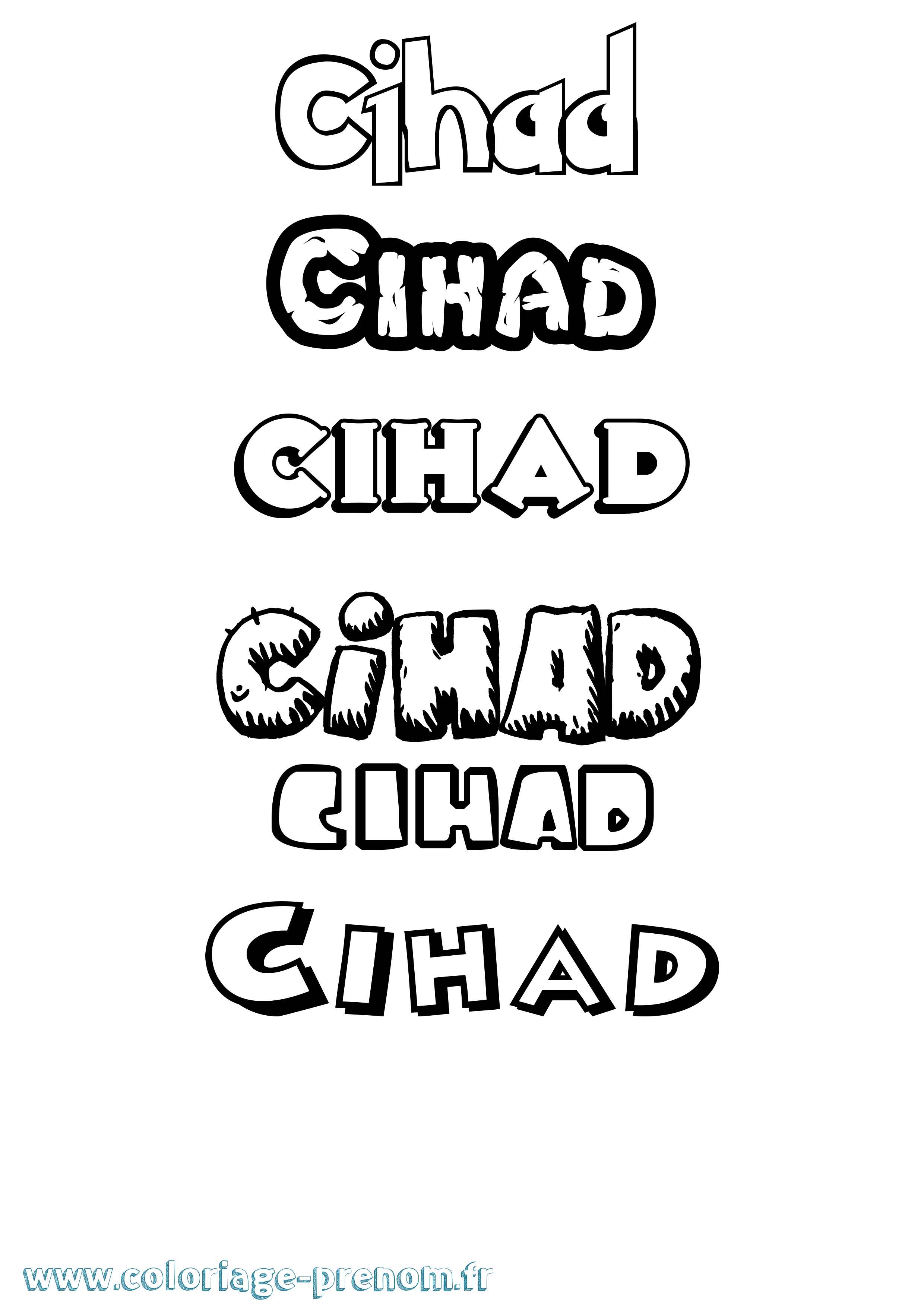 Coloriage Cihad Dessin Animé Coloriage prénom Cihad Dessin Animé