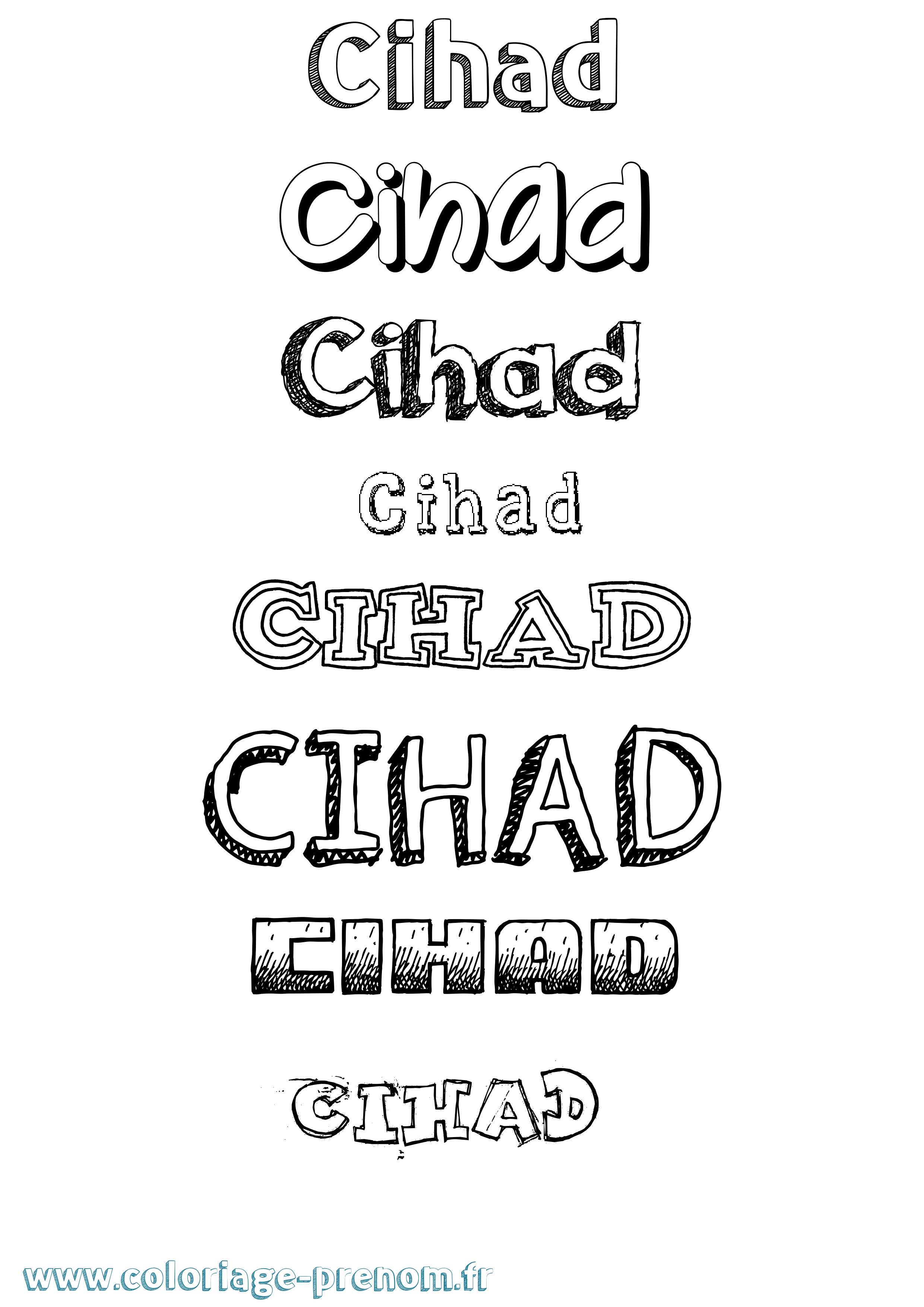 Coloriage Cihad Dessiné Coloriage prénom Cihad Dessiné